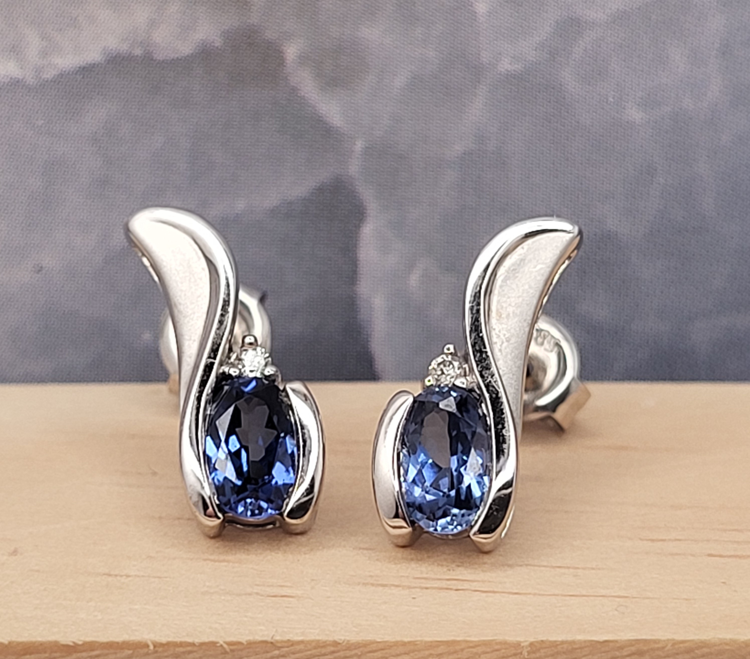 14K WG Calla Lily Sapphire Drop Earrings