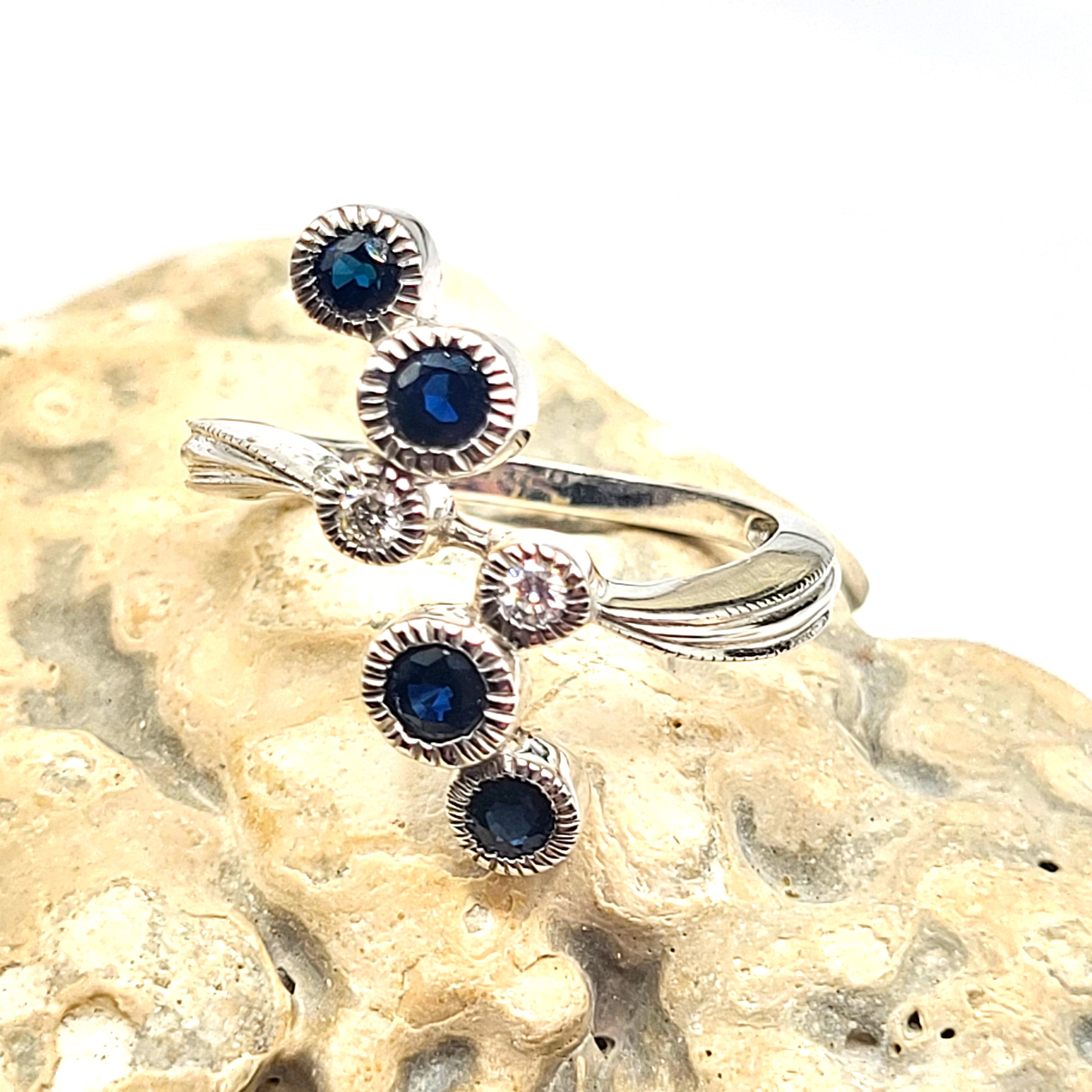 Scattered Blue Sapphire and Diamond Wrap-Around Ring