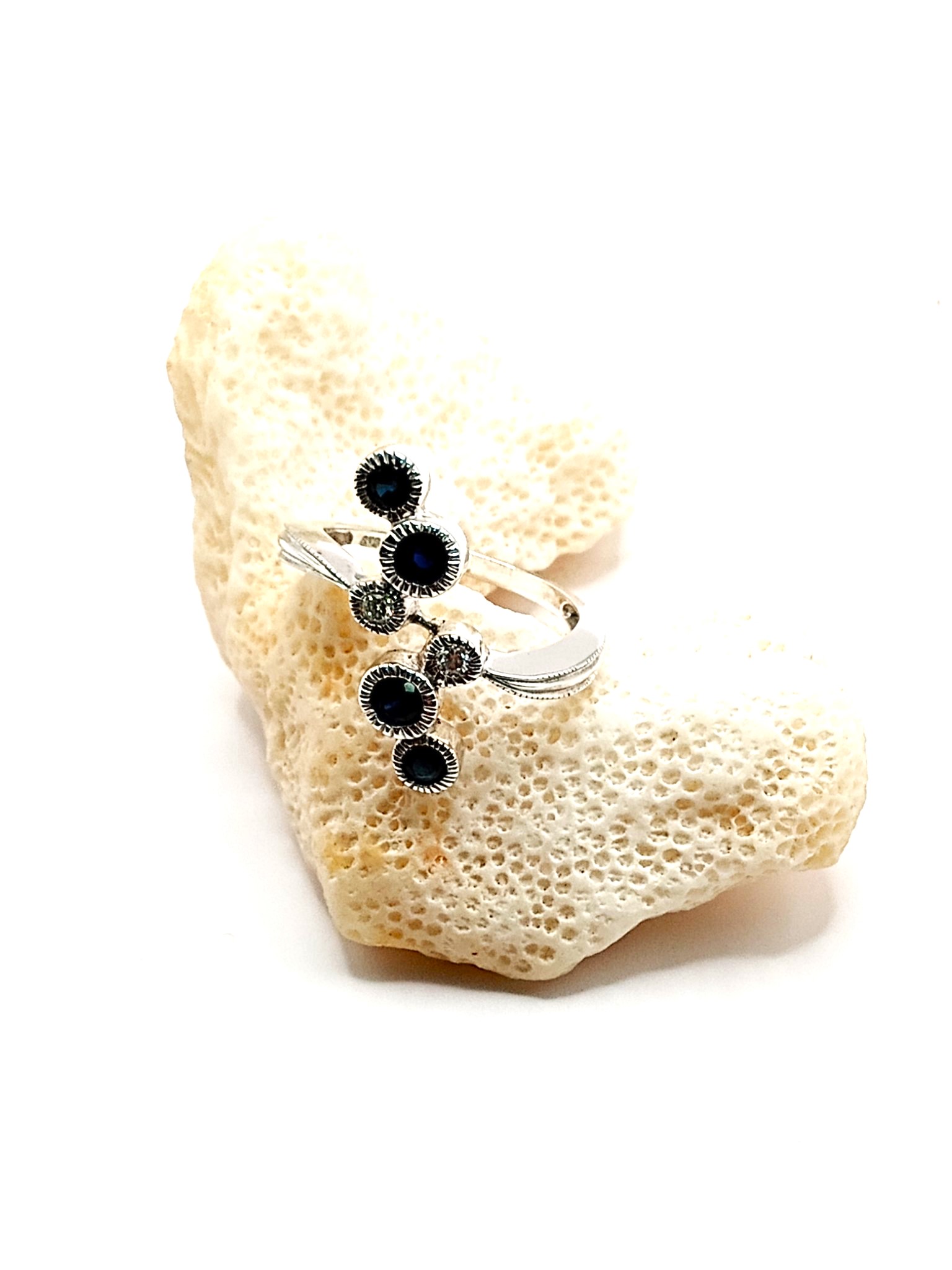 Scattered Blue Sapphire and Diamond Wrap-Around Ring