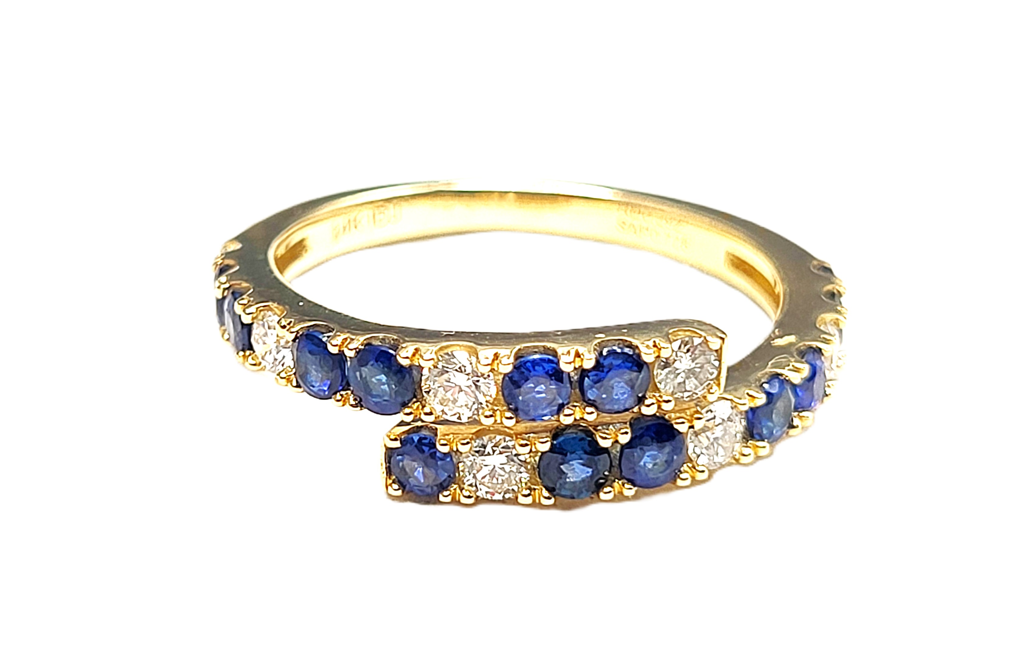 Breathtaking Blue Sapphire and Diamond Bypass Ring