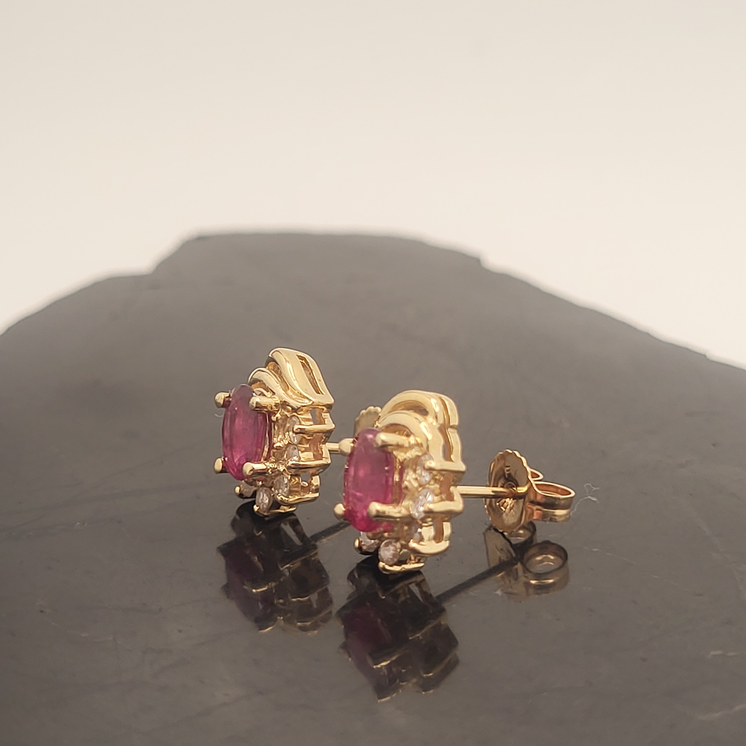 Ruby and Diamond Semi-Halo Earrings