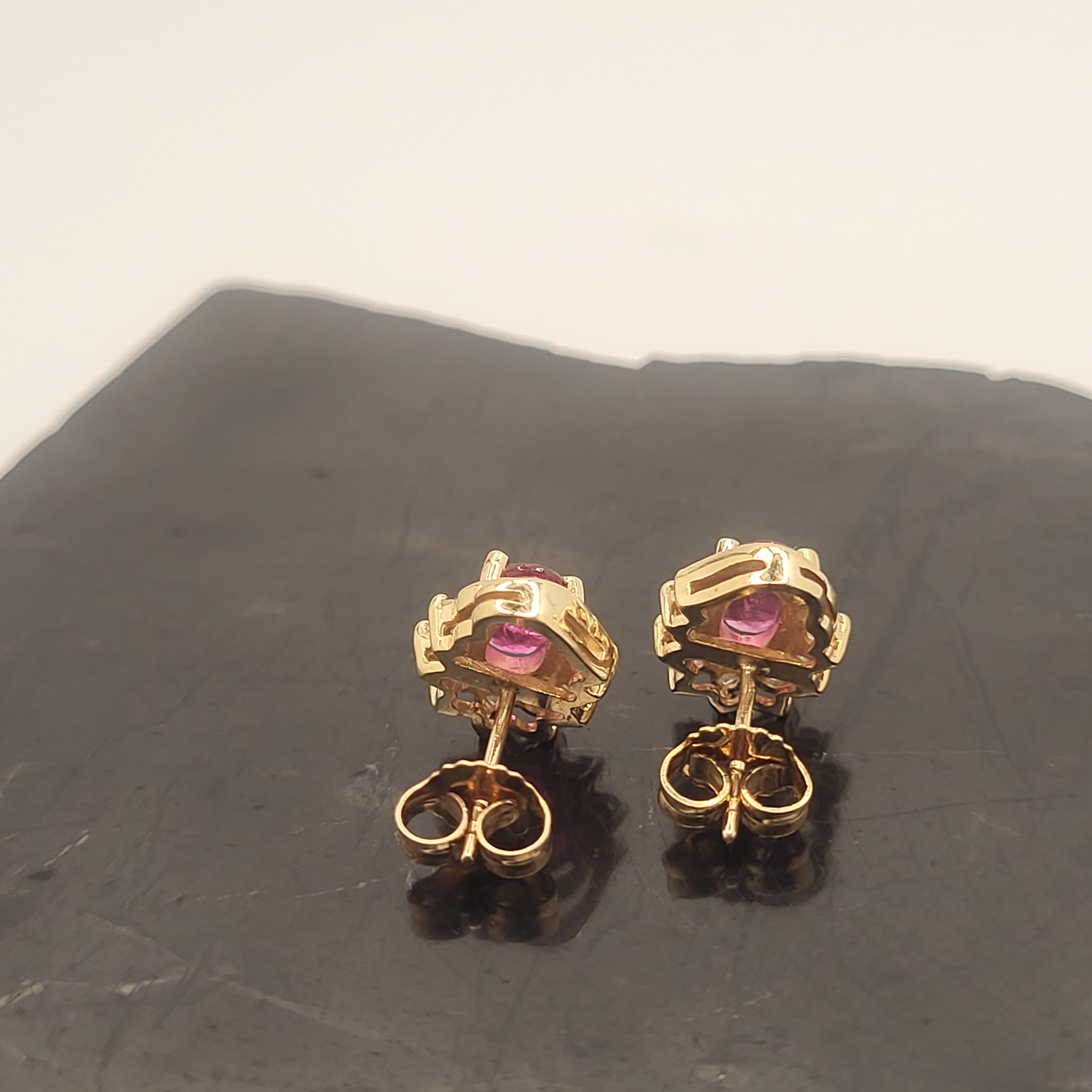 Ruby and Diamond Semi-Halo Earrings