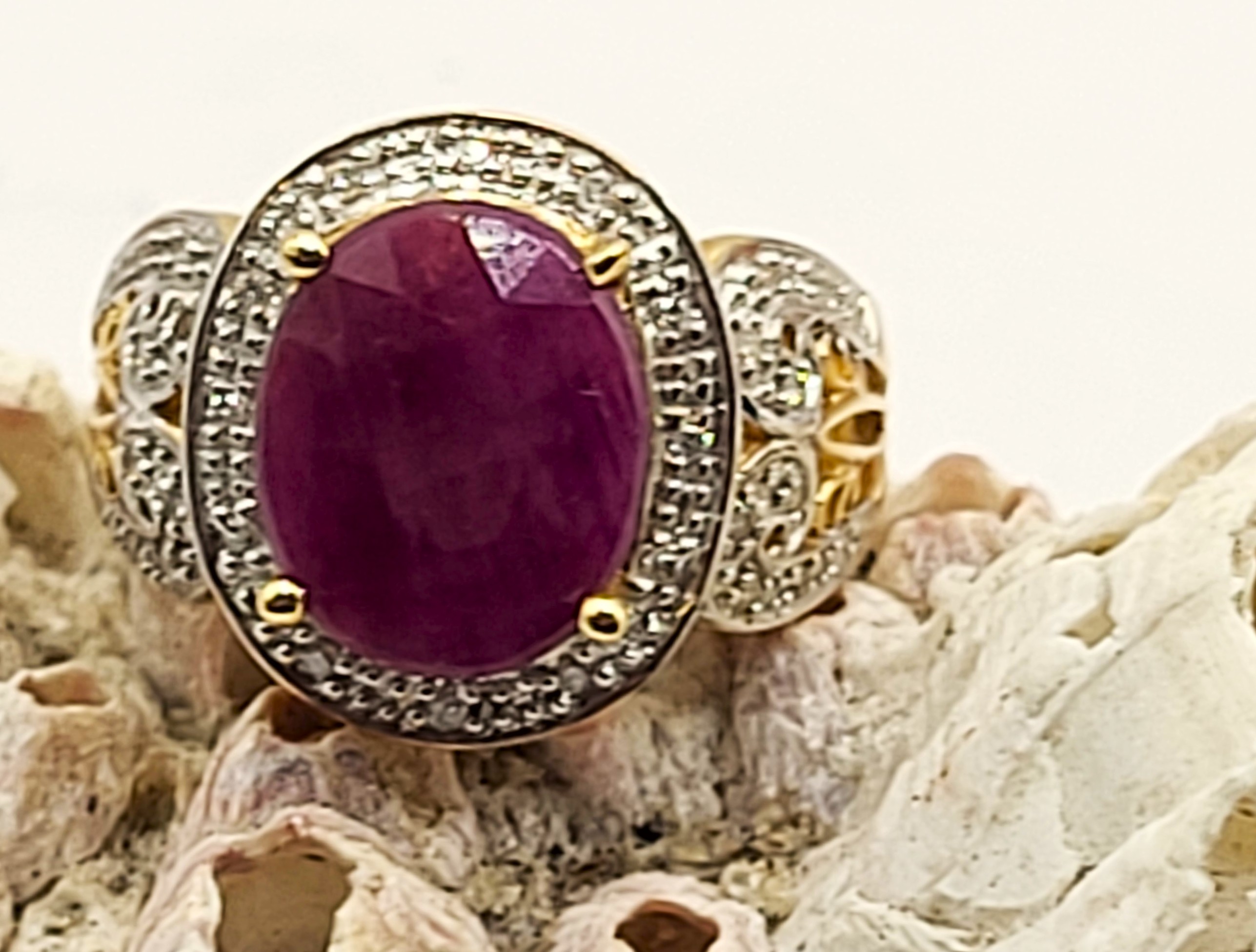 Bold And - Or Chunky Ruby and Diamond Swirl Ring