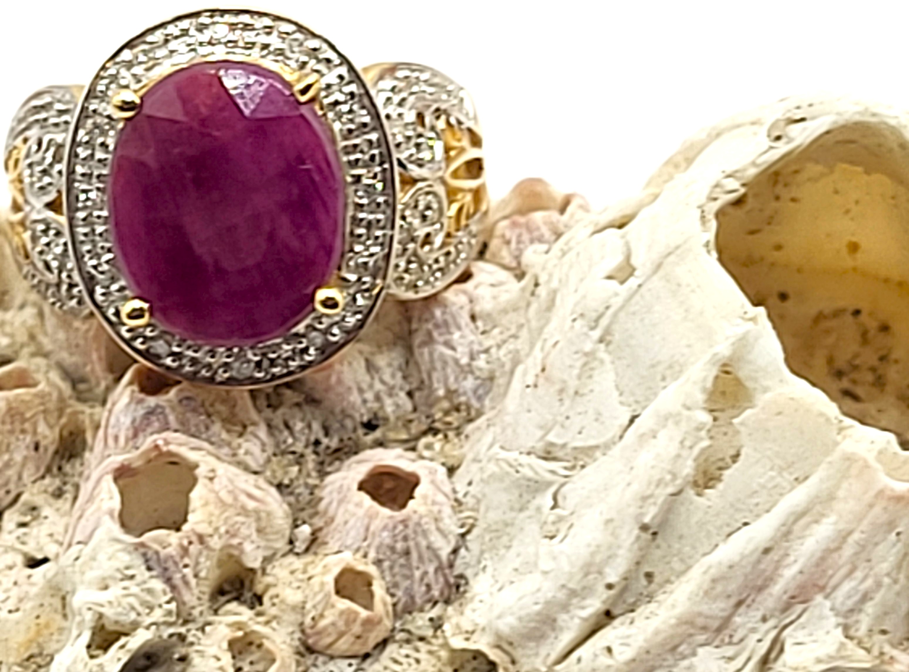 Bold And - Or Chunky Ruby and Diamond Swirl Ring