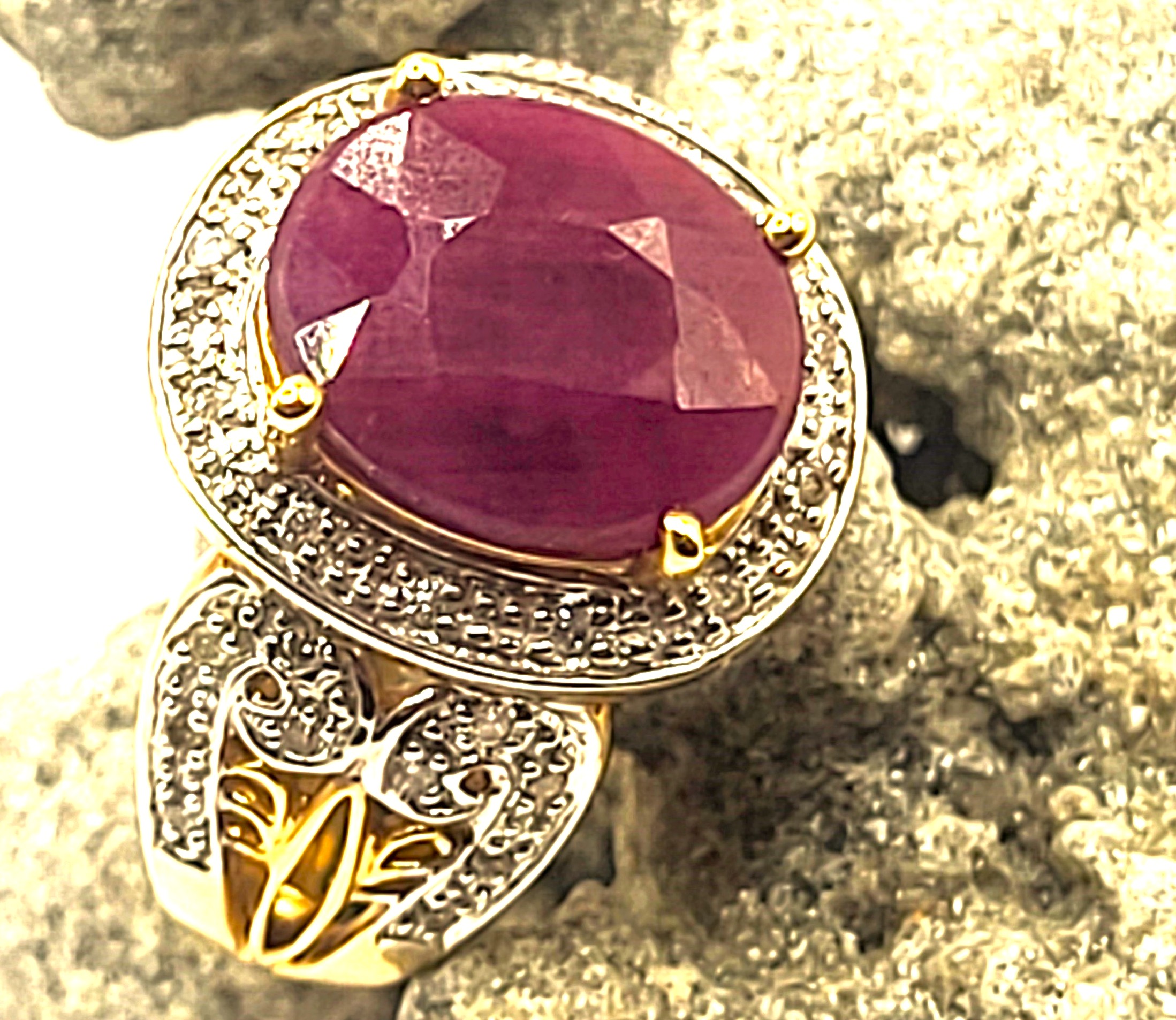Bold And - Or Chunky Ruby and Diamond Swirl Ring