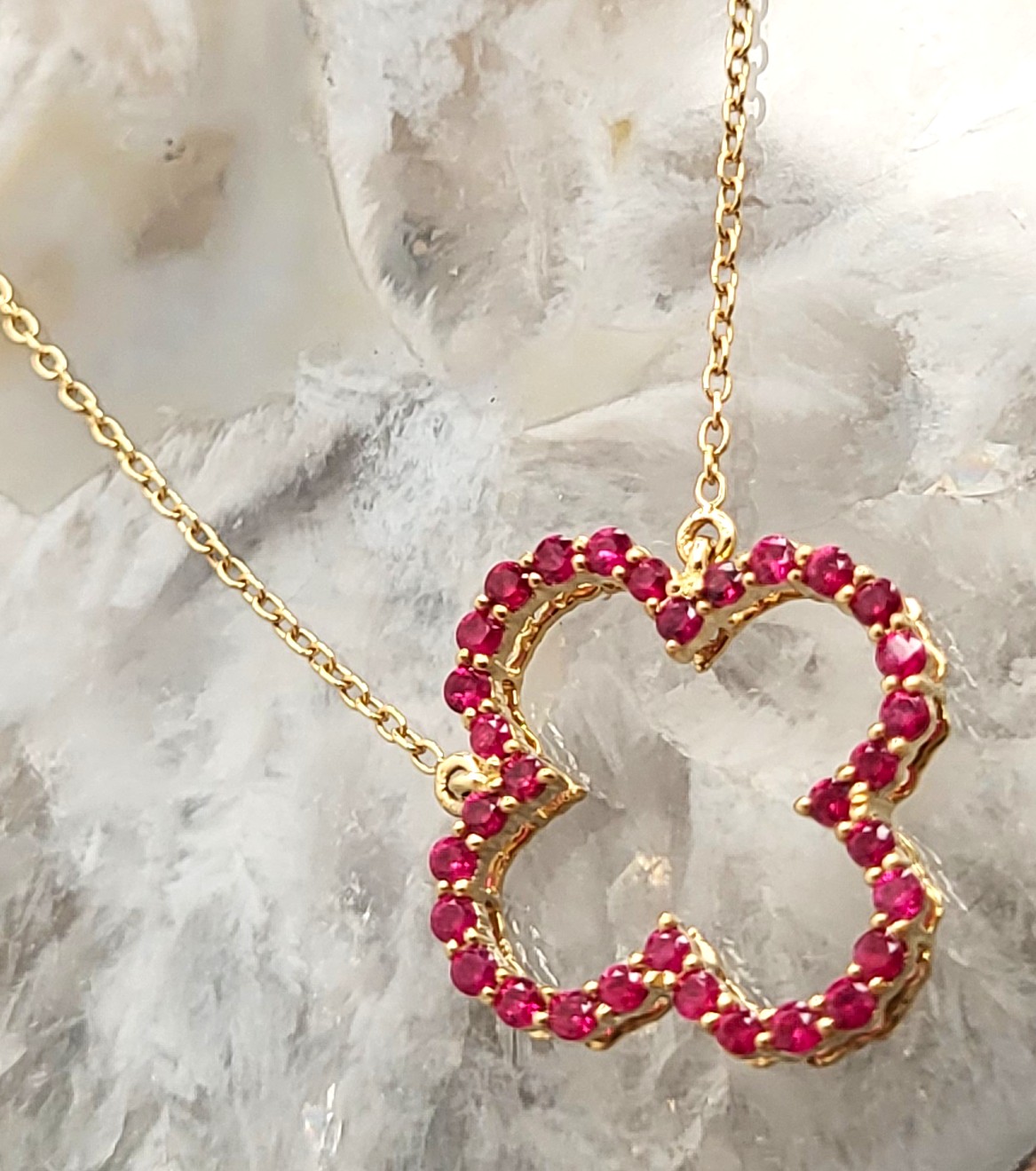 Open Design Ruby Quatrefoil Necklace