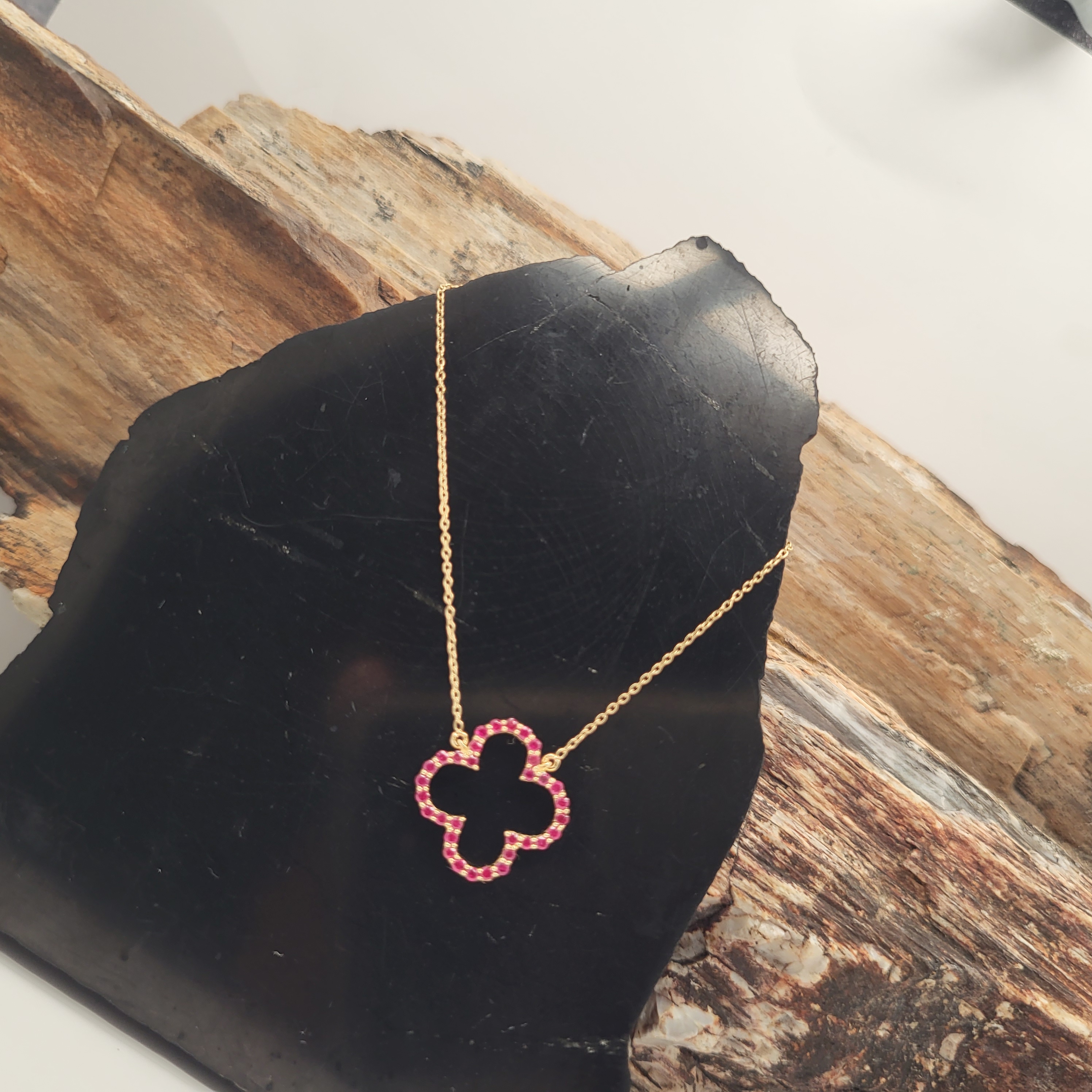Open Design Ruby Quatrefoil Necklace