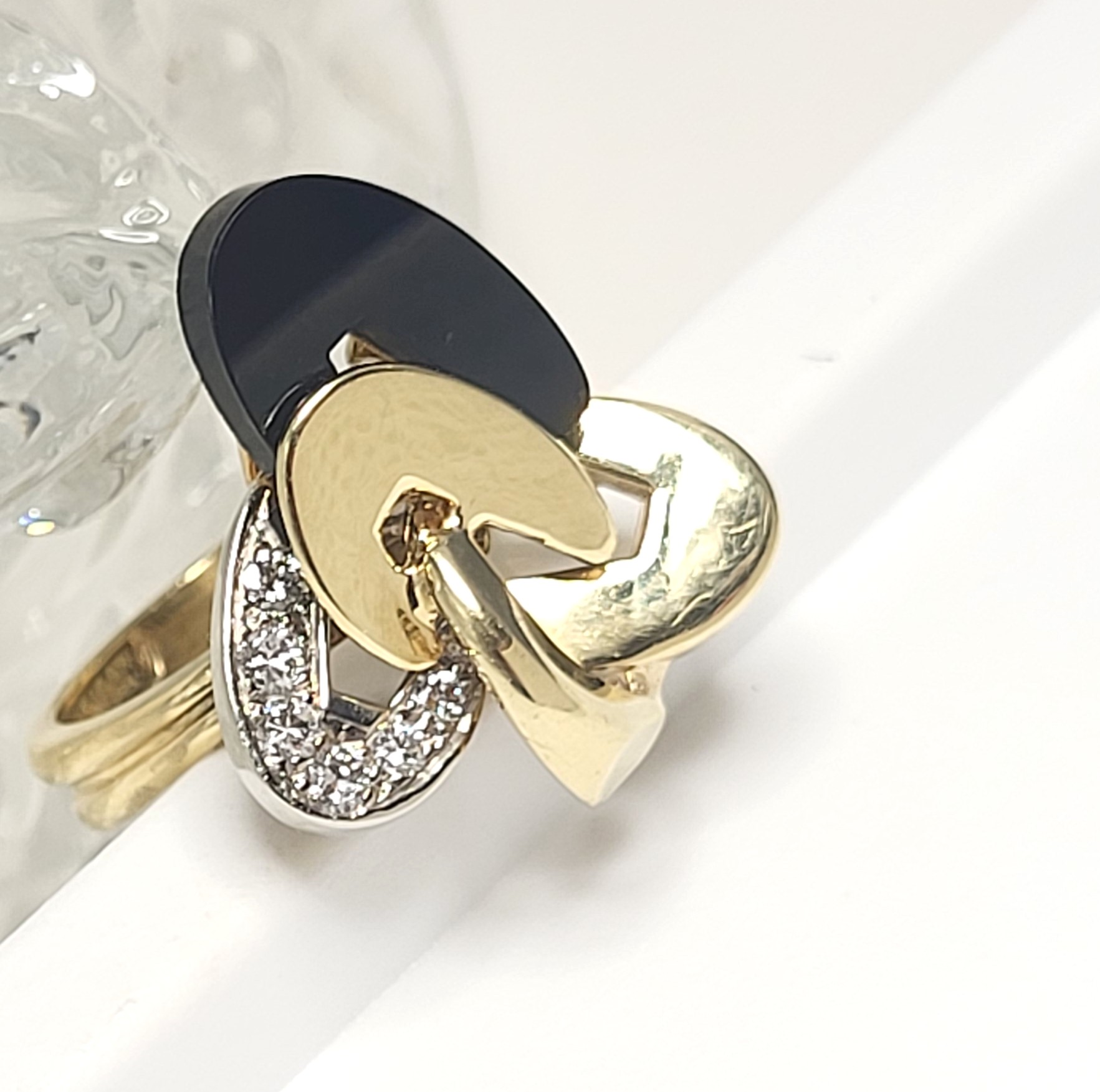 "Onyx in Orbit" -18K Onyx and Diamond Ring -Unique