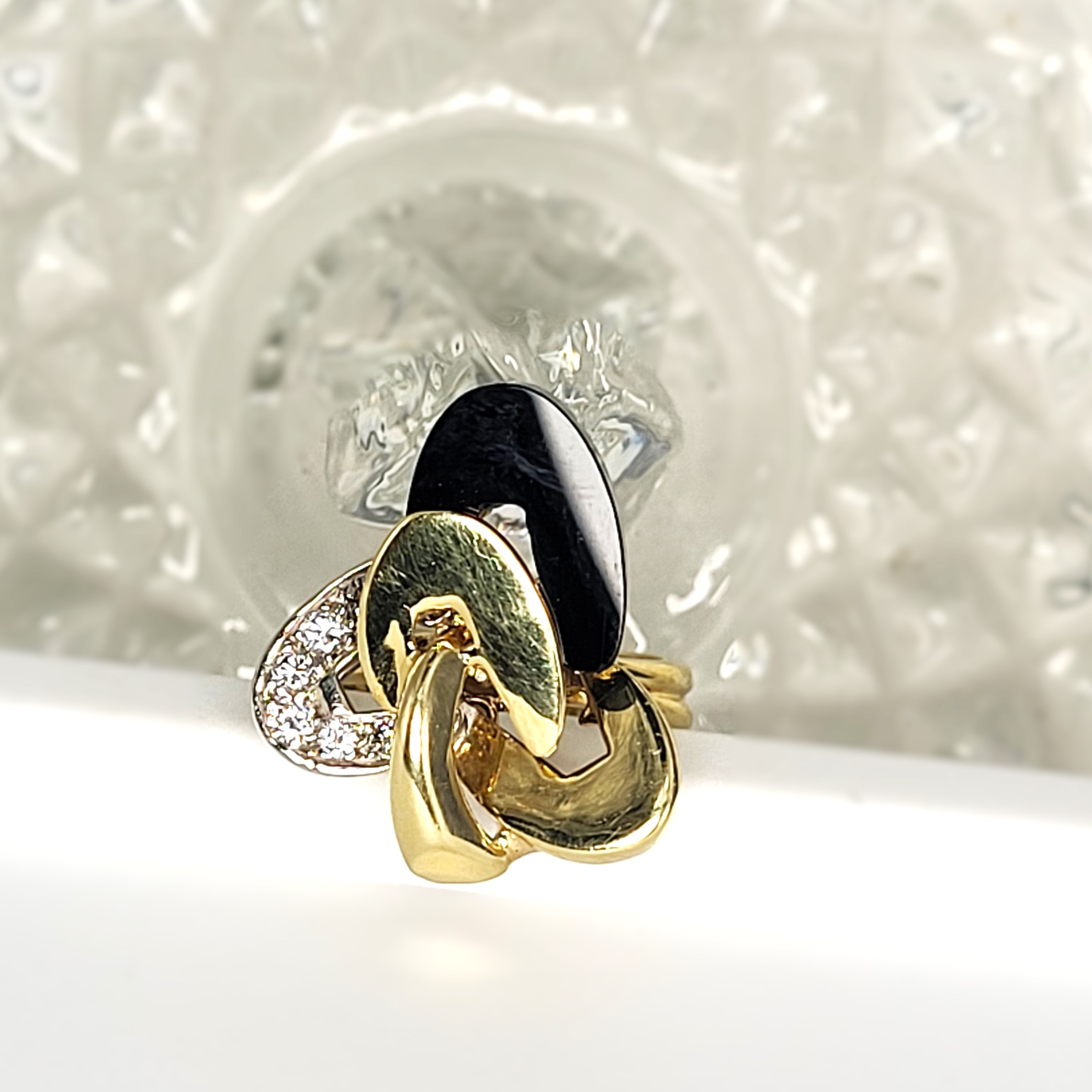 "Onyx in Orbit" -18K Onyx and Diamond Ring -Unique
