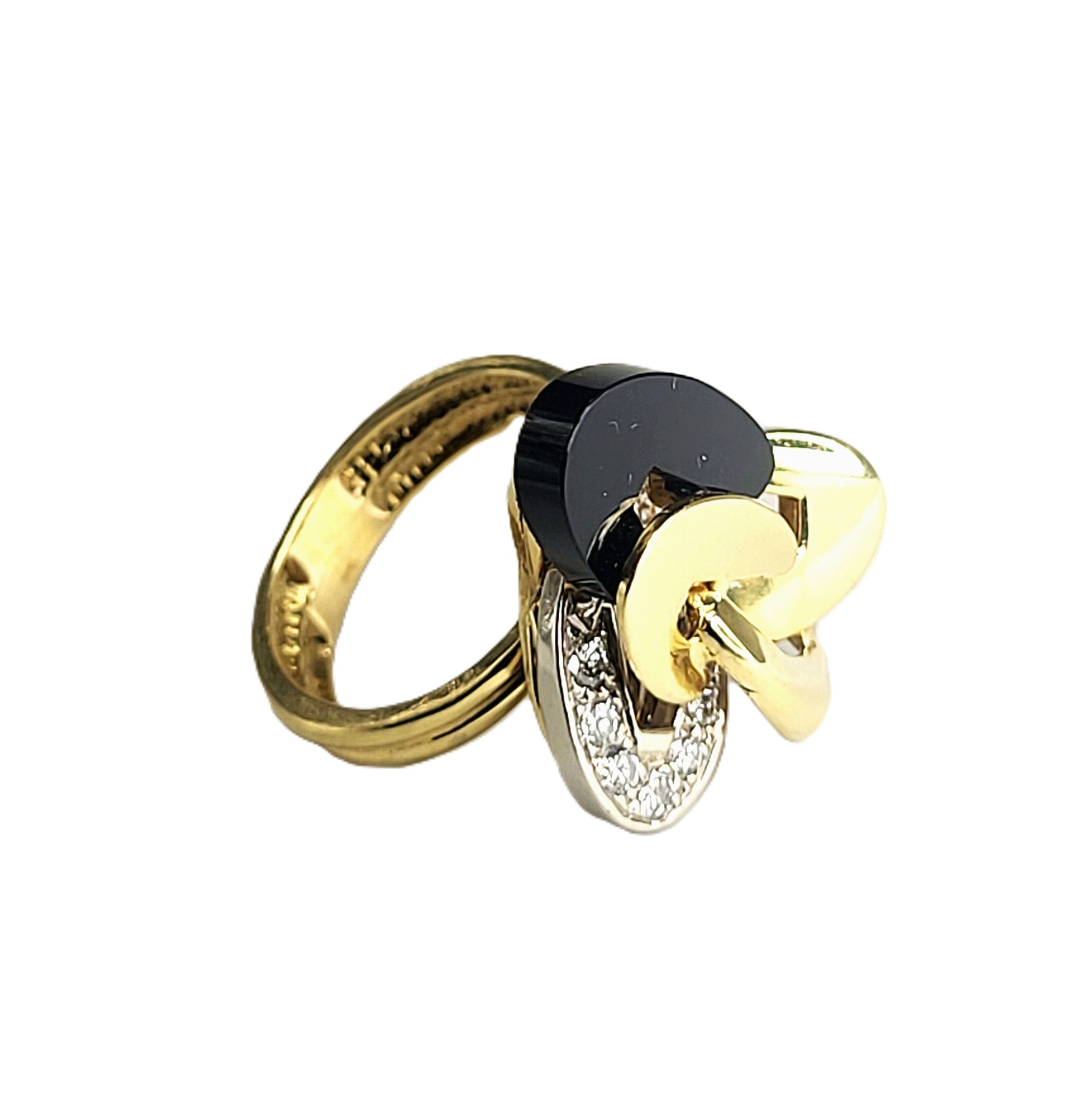 "Onyx in Orbit" -18K Onyx and Diamond Ring -Unique