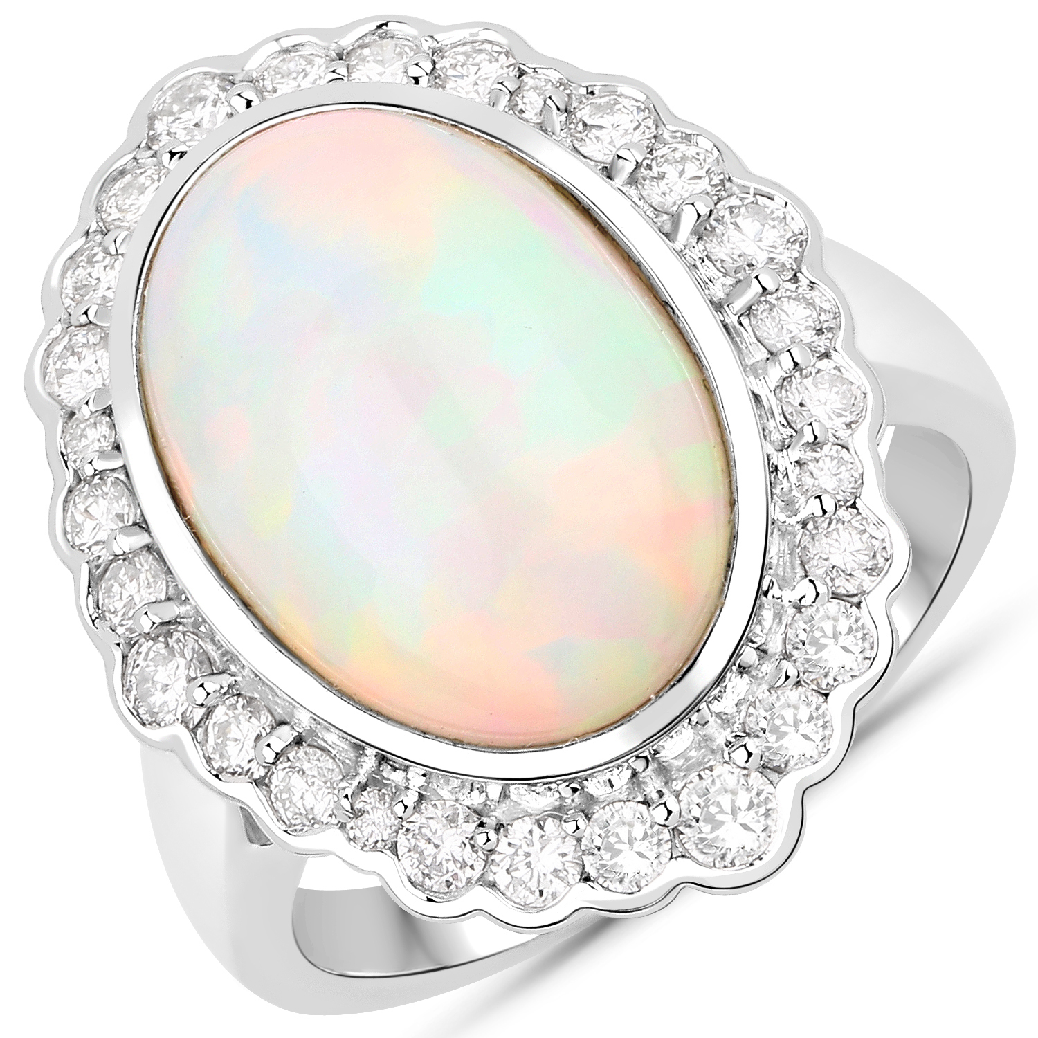 5.68CT Ethiopian Opal & Diamond Statement Ring 14K