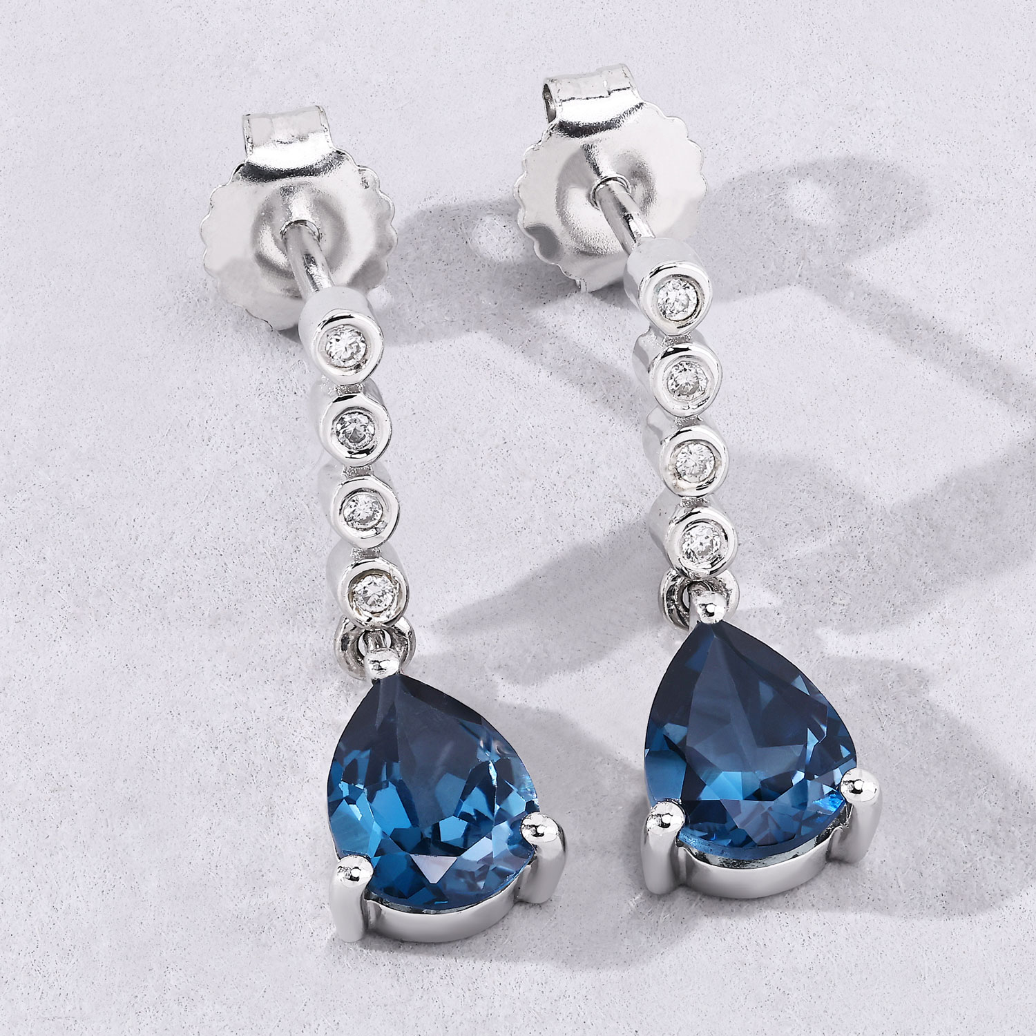 London Blue Topaz & Lab-Grown Diamond Earrings
