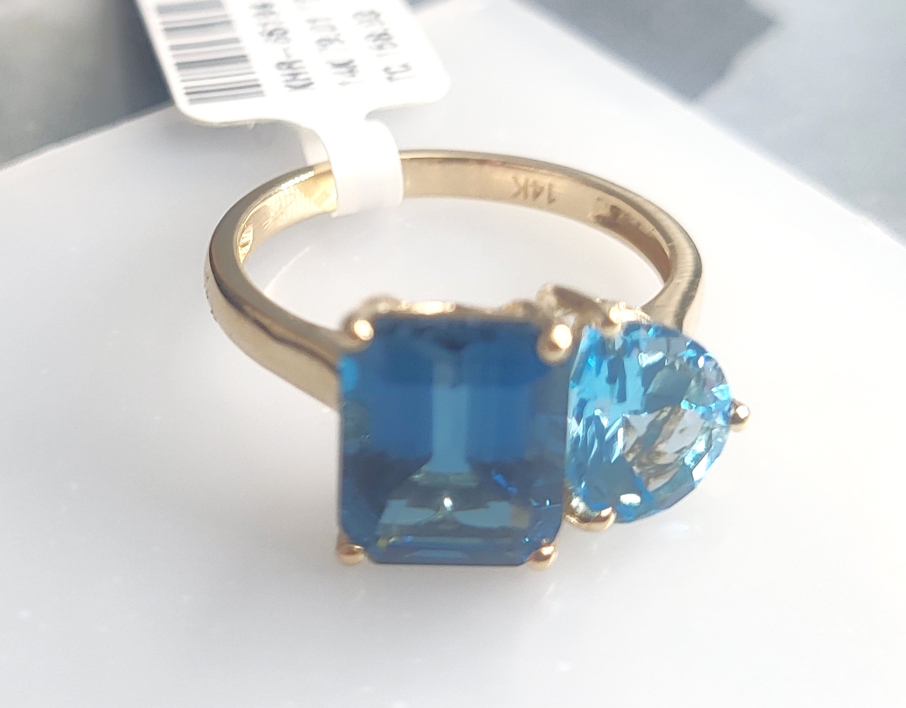 London & Swiss Blue Topaz Side-by-Side Ring