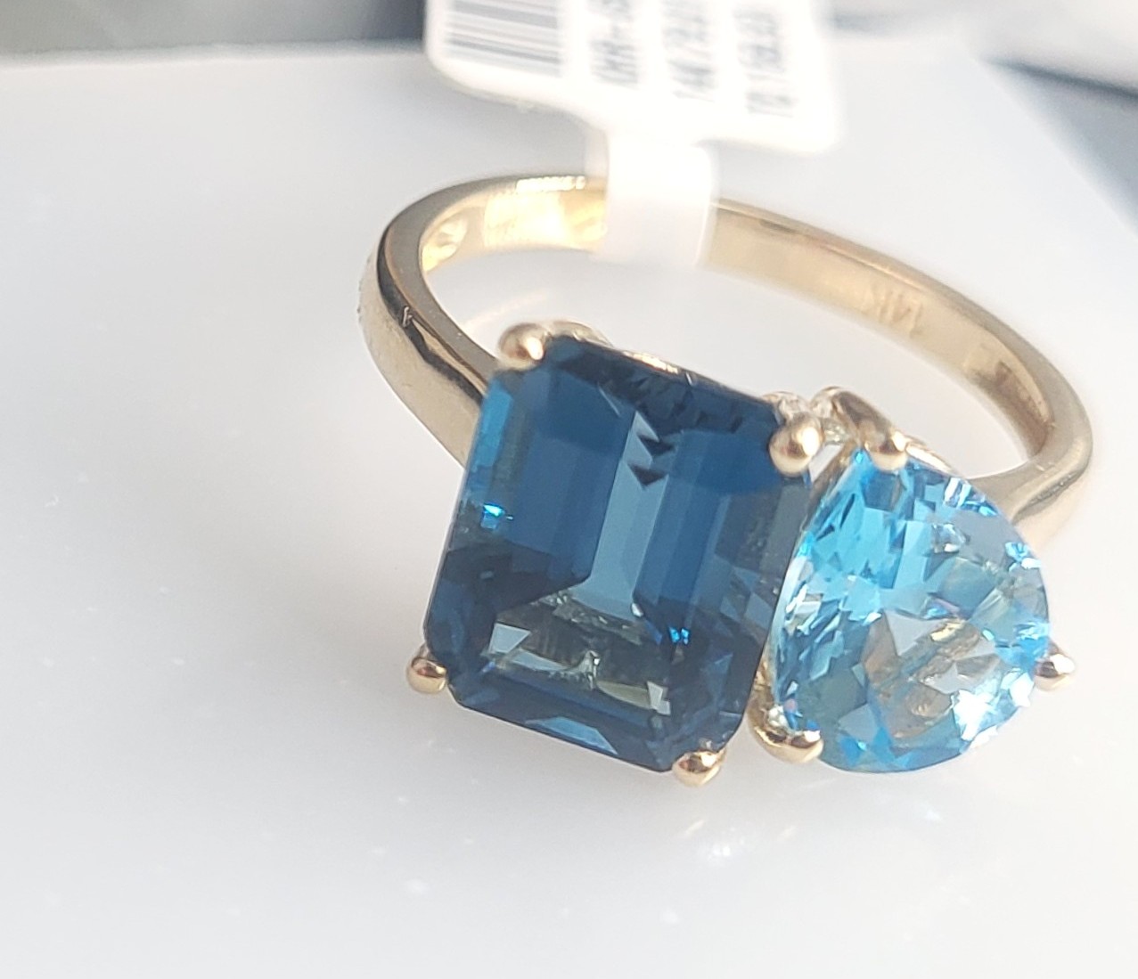 London & Swiss Blue Topaz Side-by-Side Ring