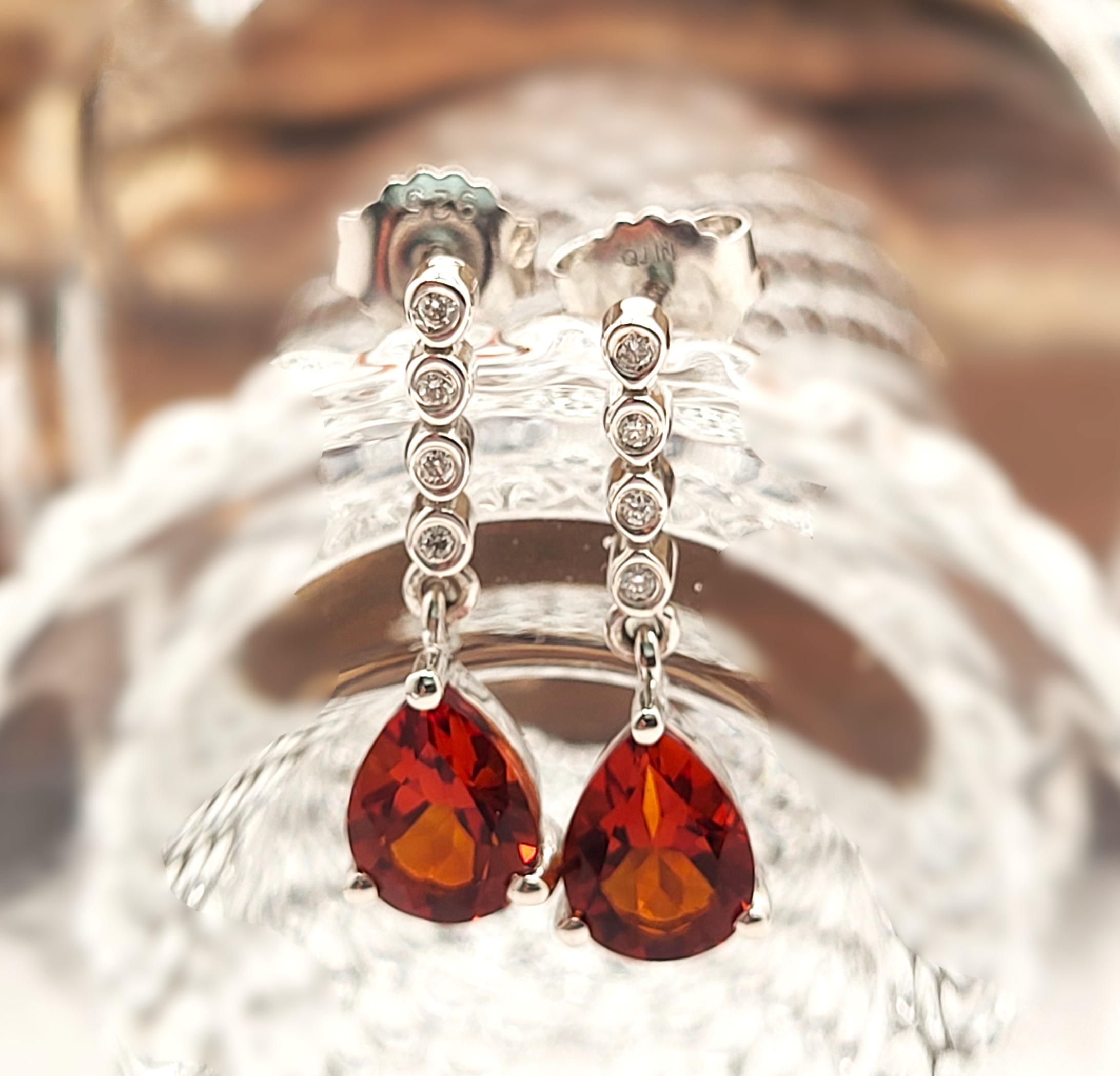 Genuine Madeira Citrine and Lab Diamond Earrings