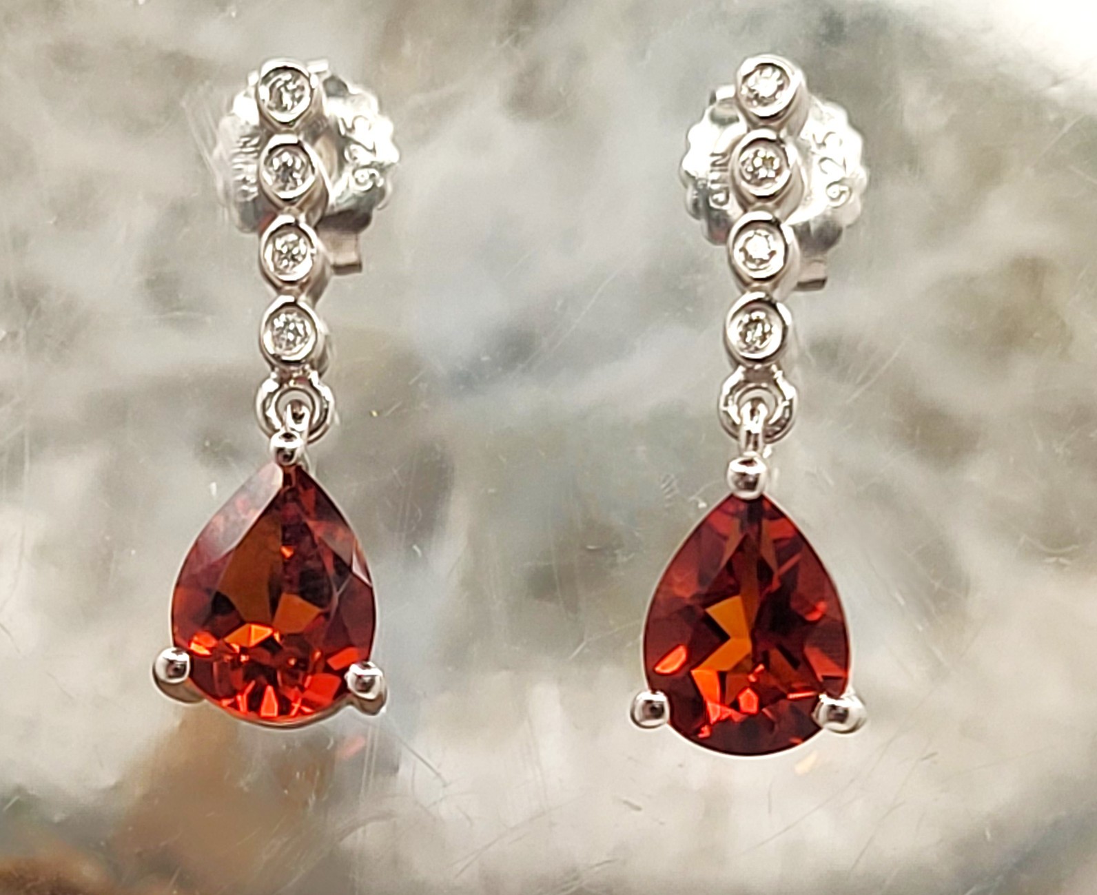 Genuine Madeira Citrine and Lab Diamond Earrings