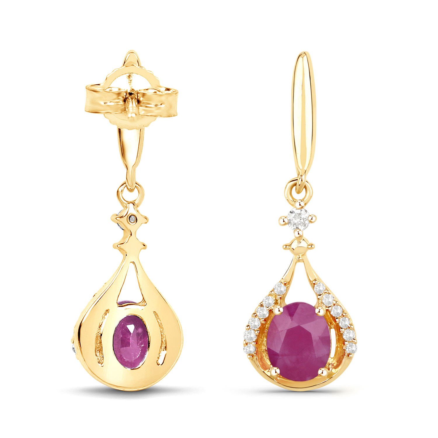 Ruby and Diamond Dynamic Dangling Earrings