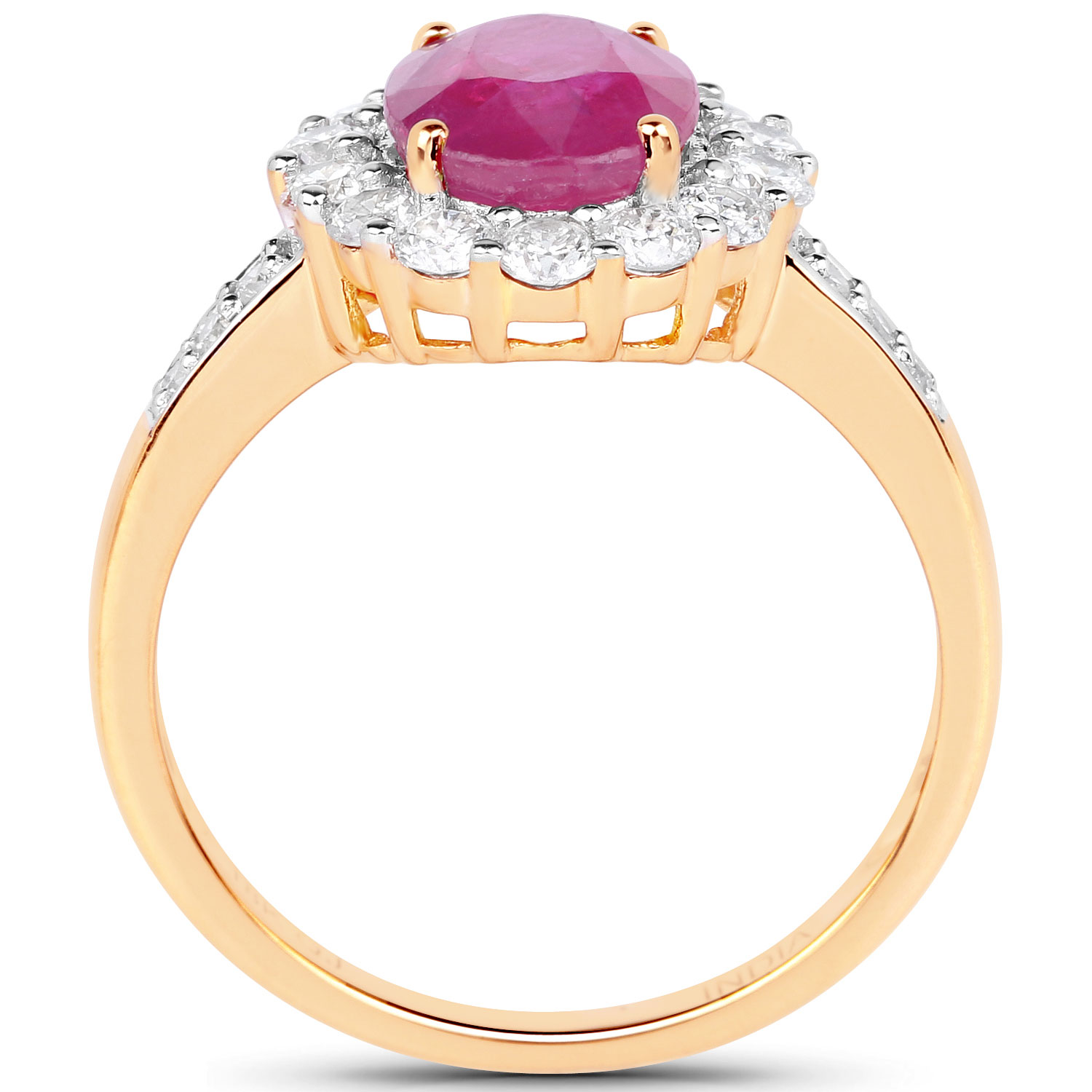 Burma Ruby and Diamond Halo Ring 18K