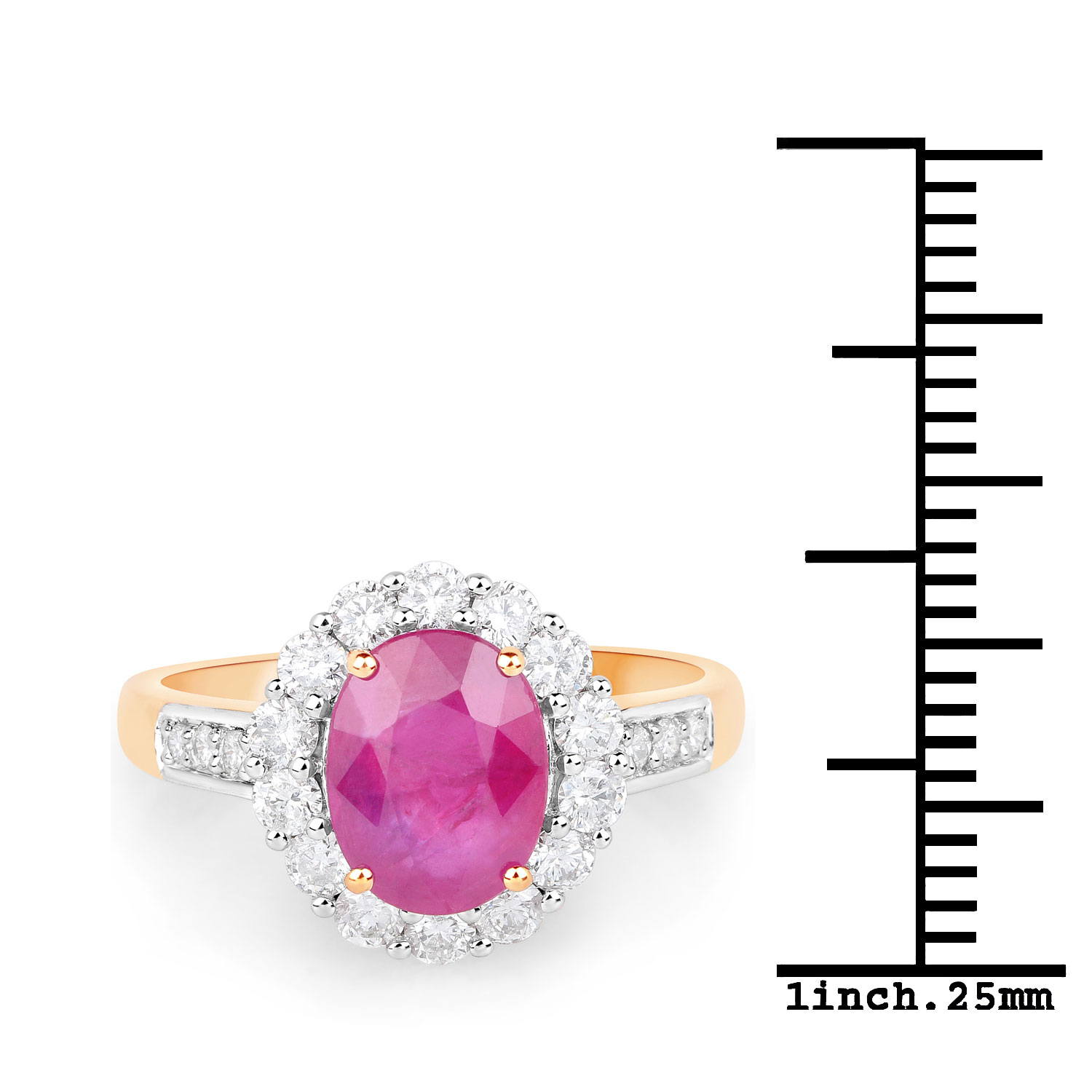 Burma Ruby and Diamond Halo Ring 18K