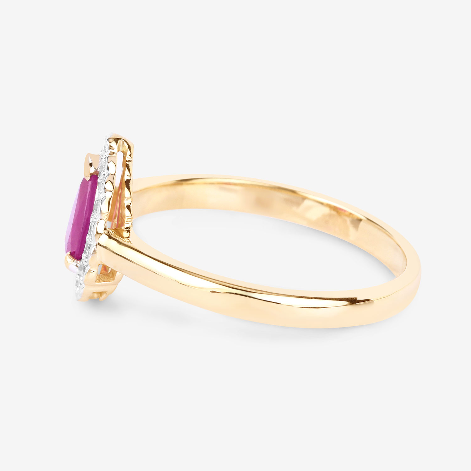 Pear-Cut Ruby and Diamond Halo Ring
