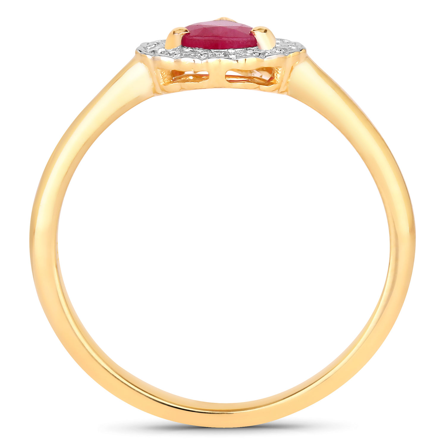 Pear-Cut Ruby and Diamond Halo Ring