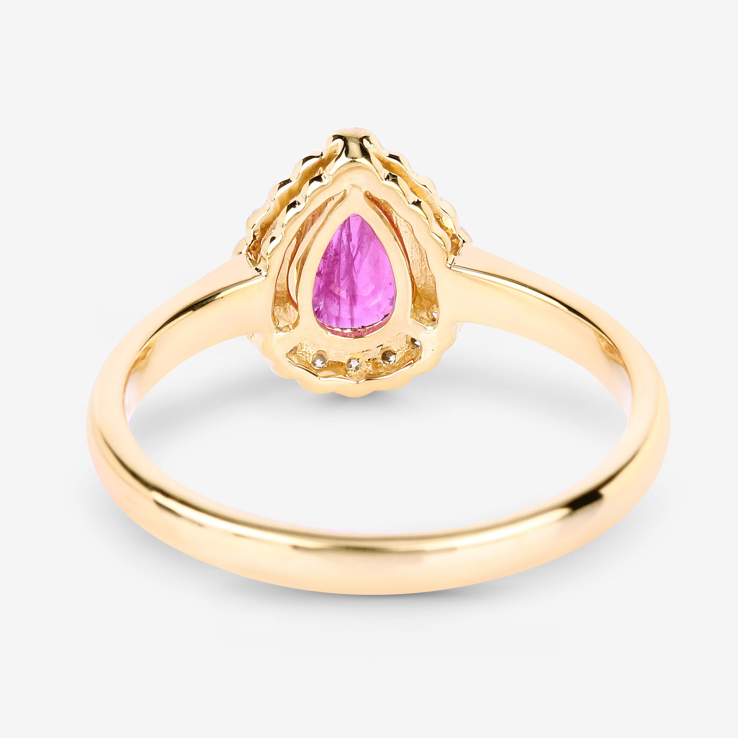 Pear-Cut Ruby and Diamond Halo Ring