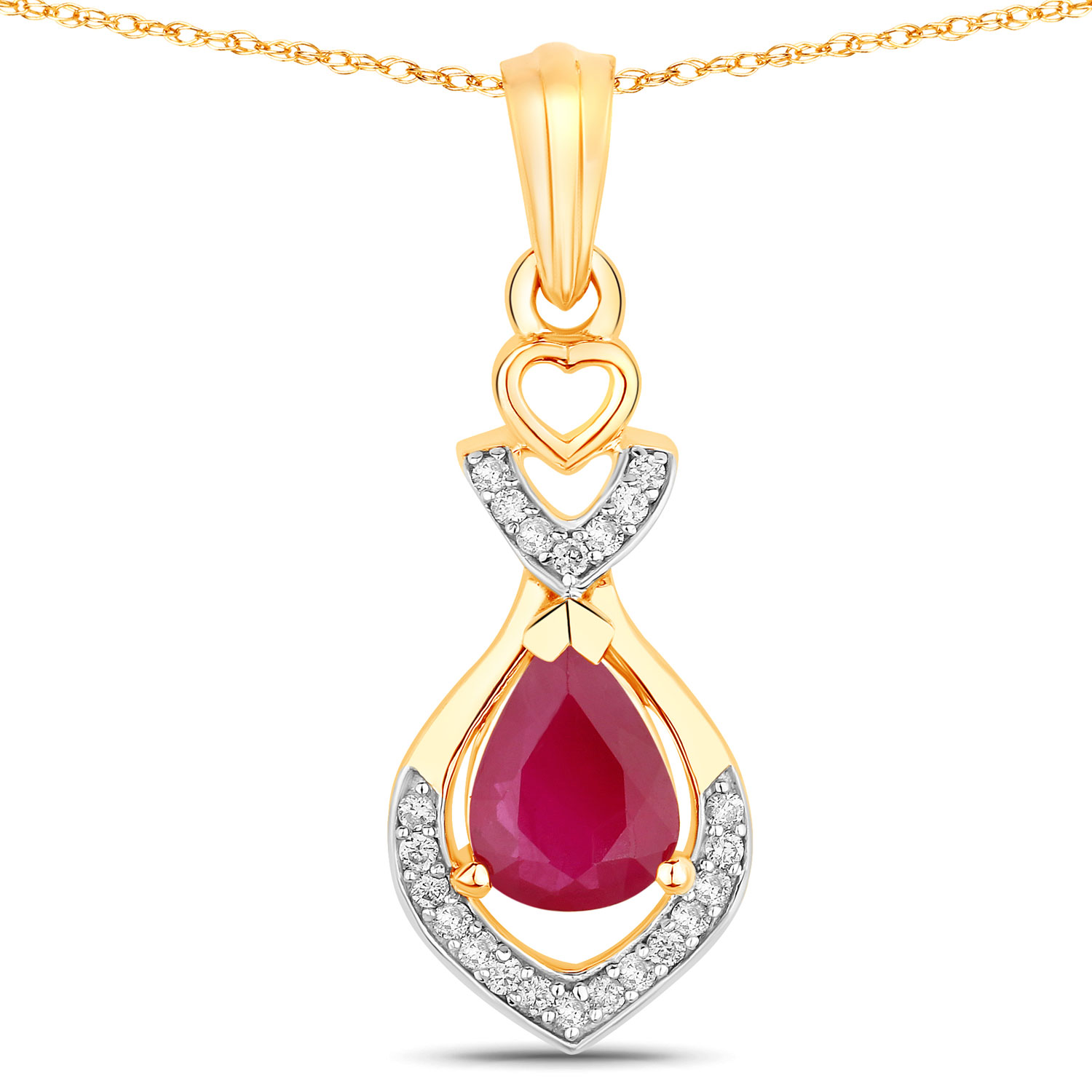 Genuine Ruby and Diamond Lavalier Necklace
