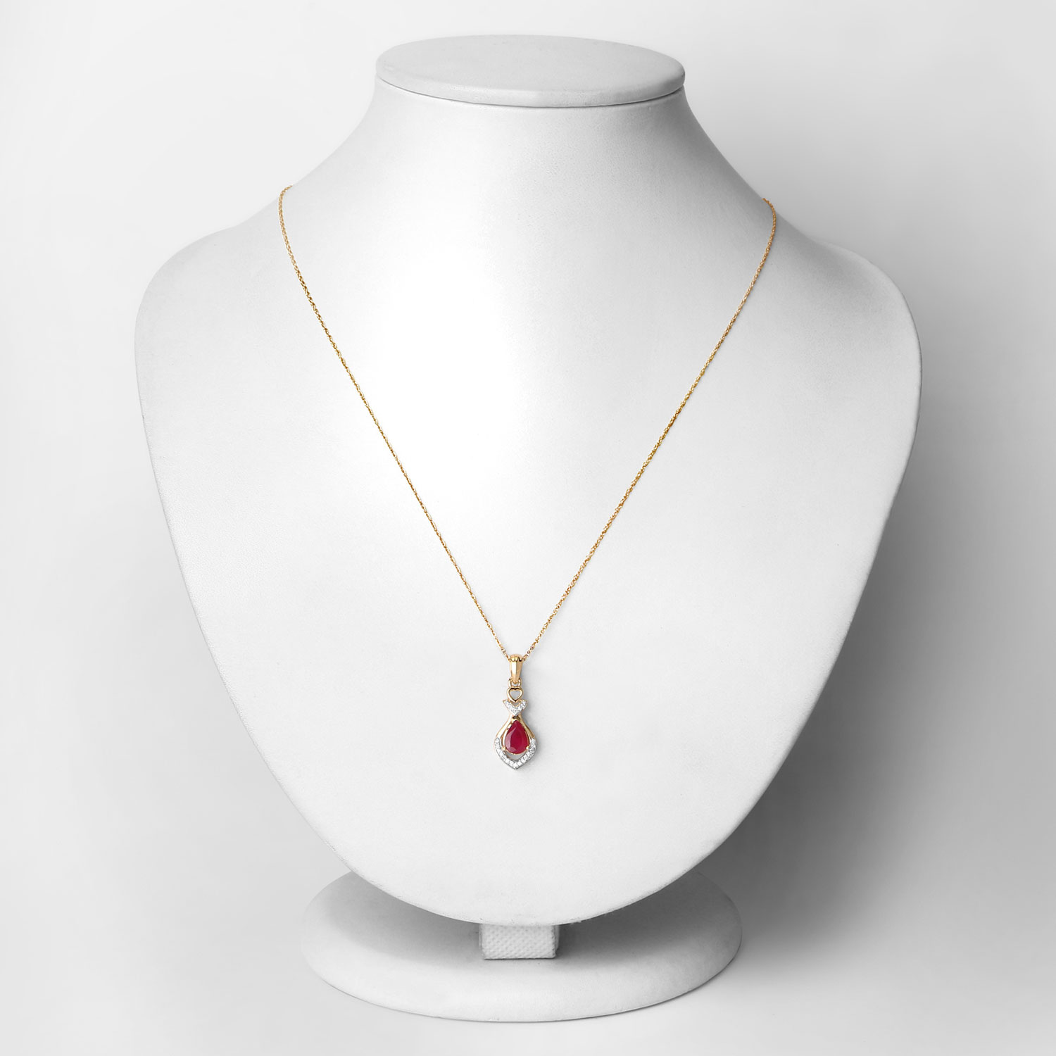 Genuine Ruby and Diamond Lavalier Necklace