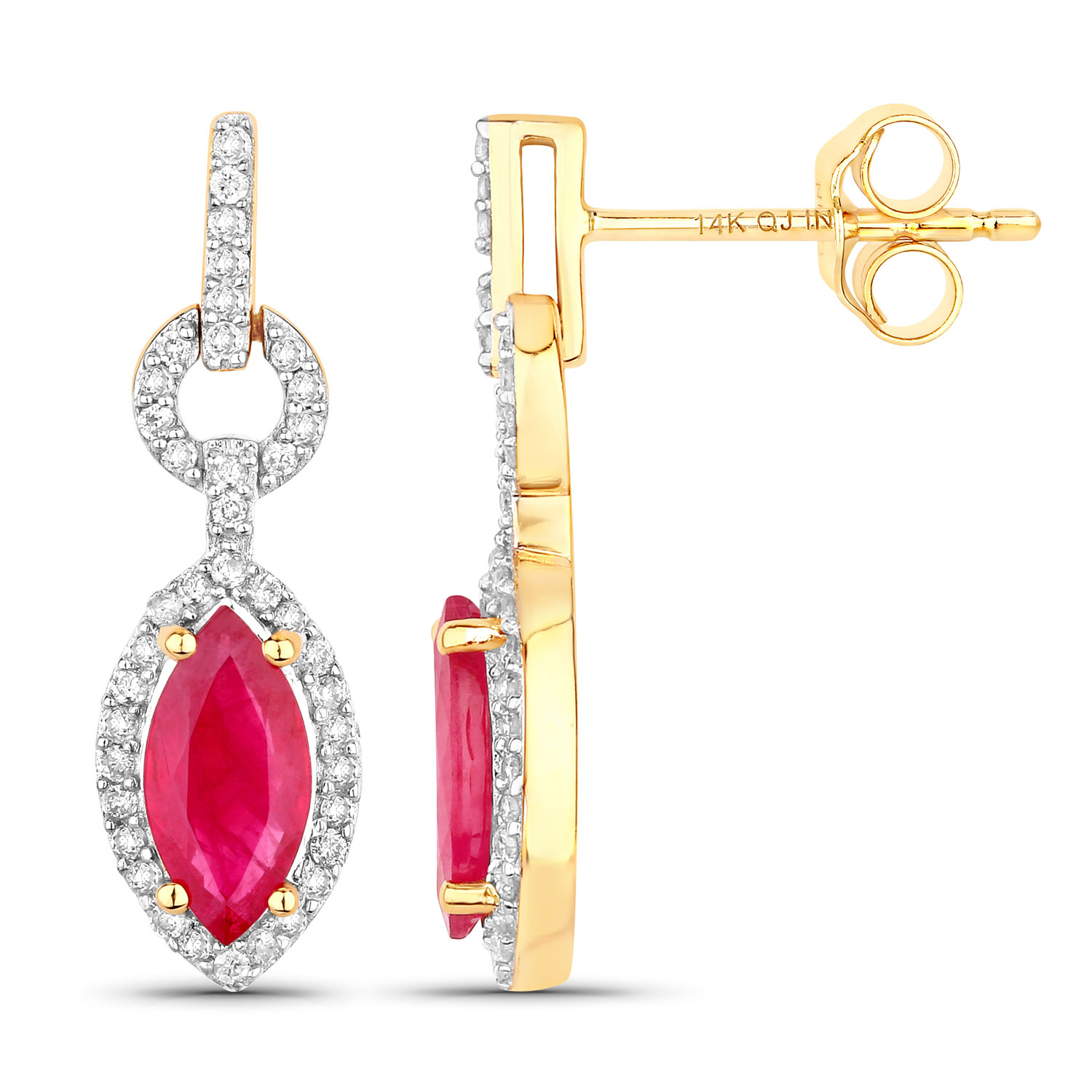Ruby and Diamond Marquise-Cut Doorknocker Earrings