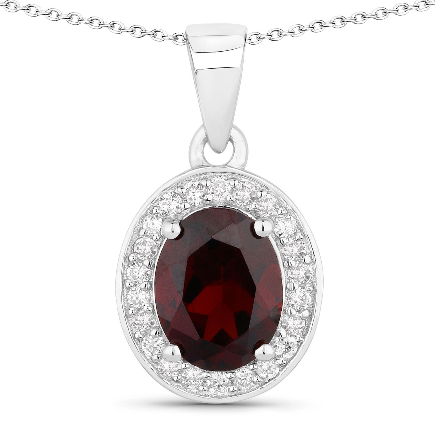 Mozambique Garnet and Lab-Grown Diamond Pendant