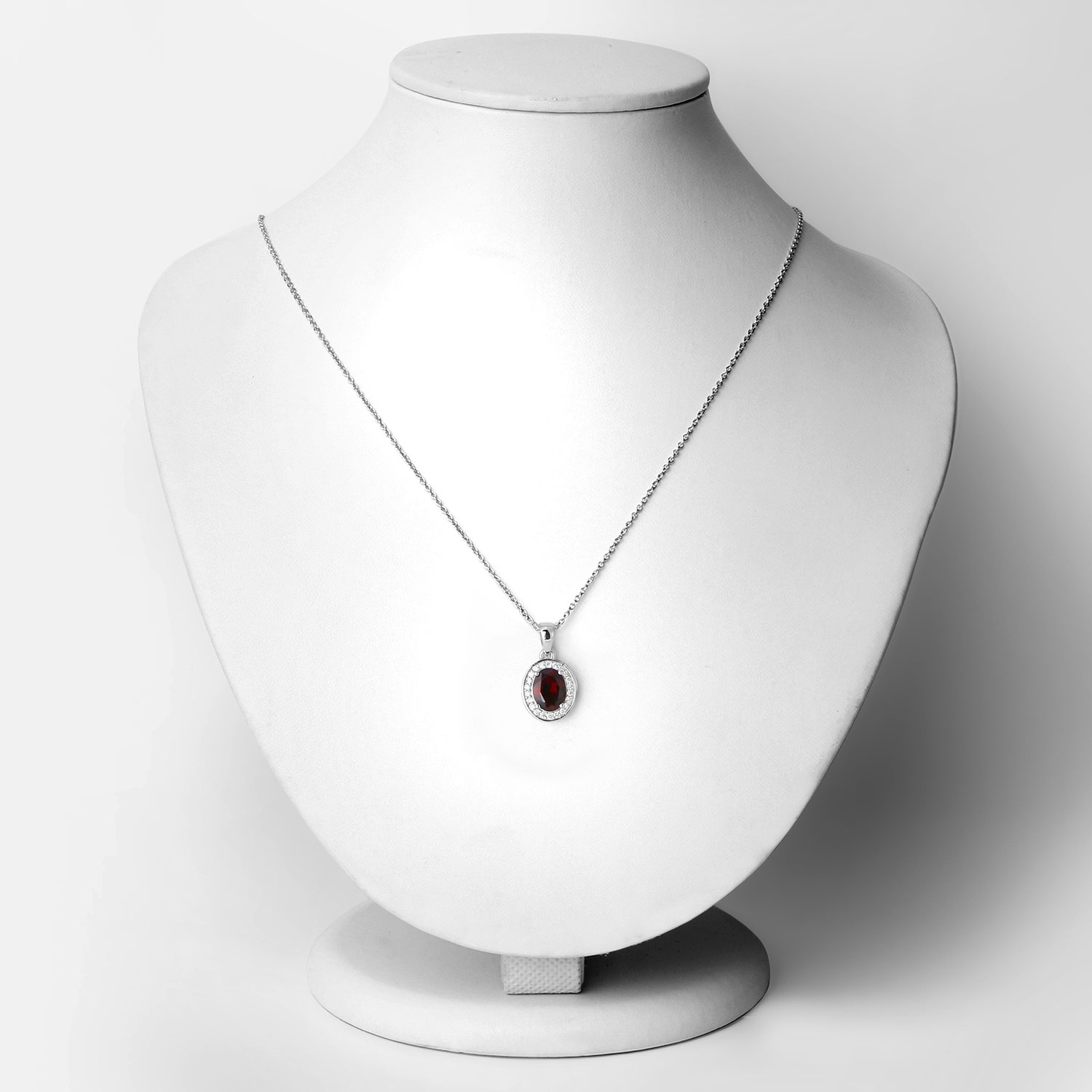 Mozambique Garnet and Lab-Grown Diamond Pendant