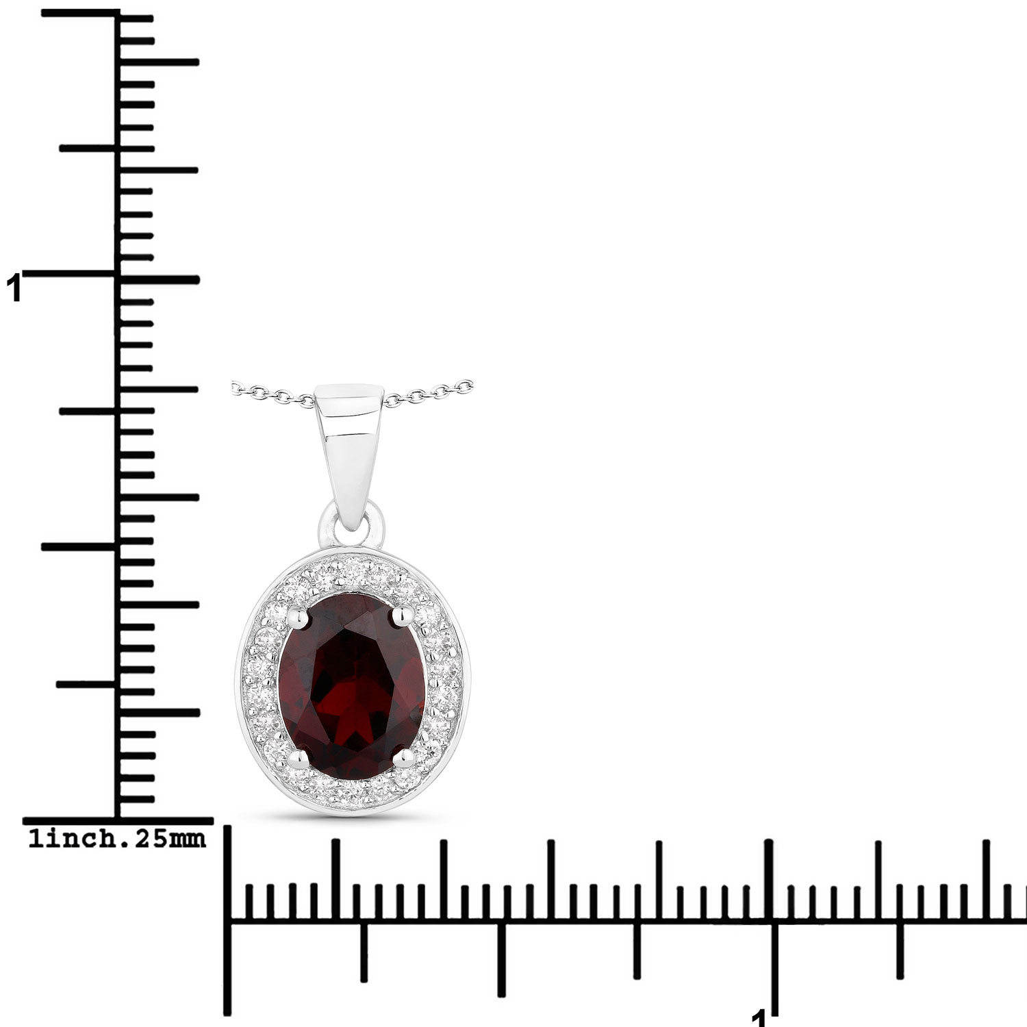 Mozambique Garnet and Lab-Grown Diamond Pendant