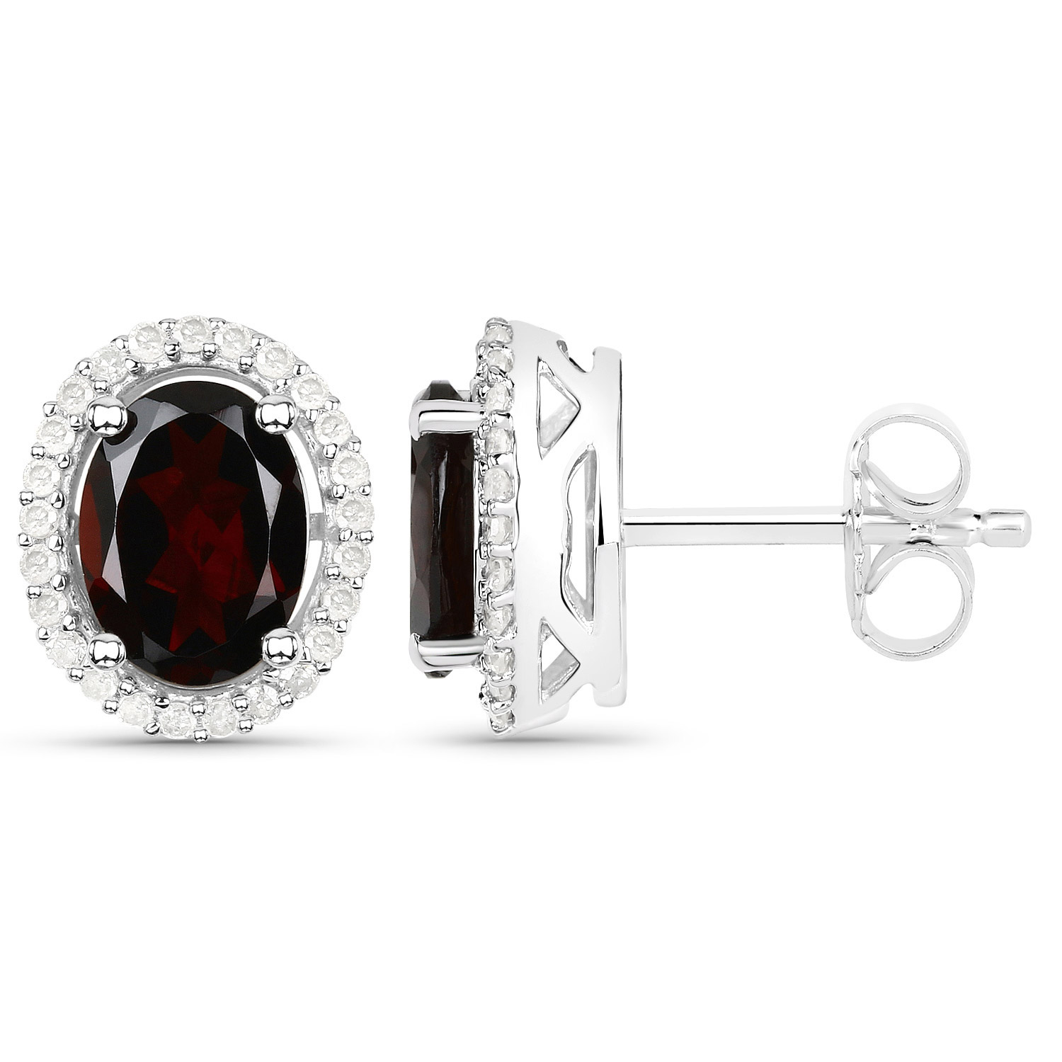 Glamorous Garnet and Lab-Diamond Halo Earrings