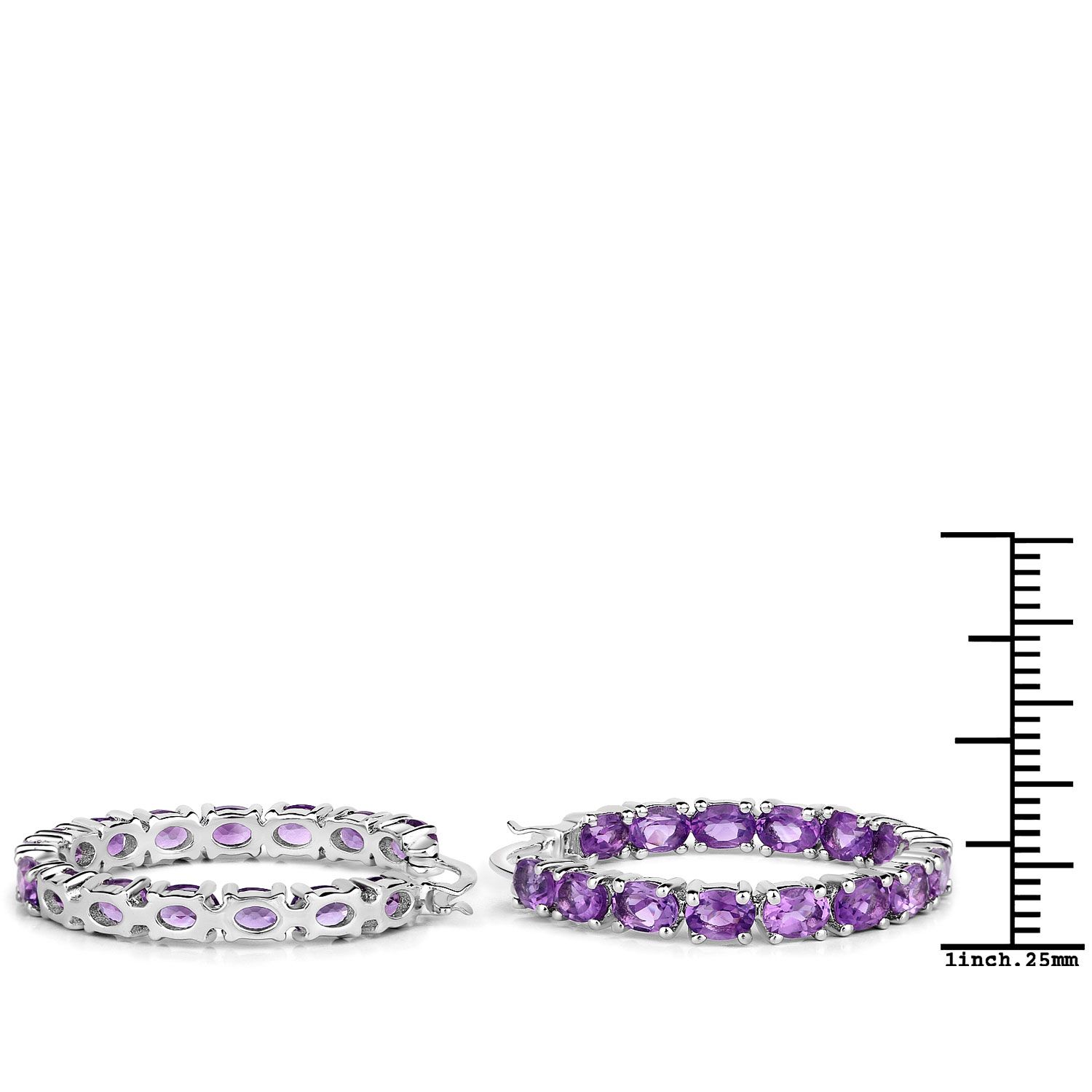 4.80 CTW Amethyst Inside/Out Hoop Earrings .925