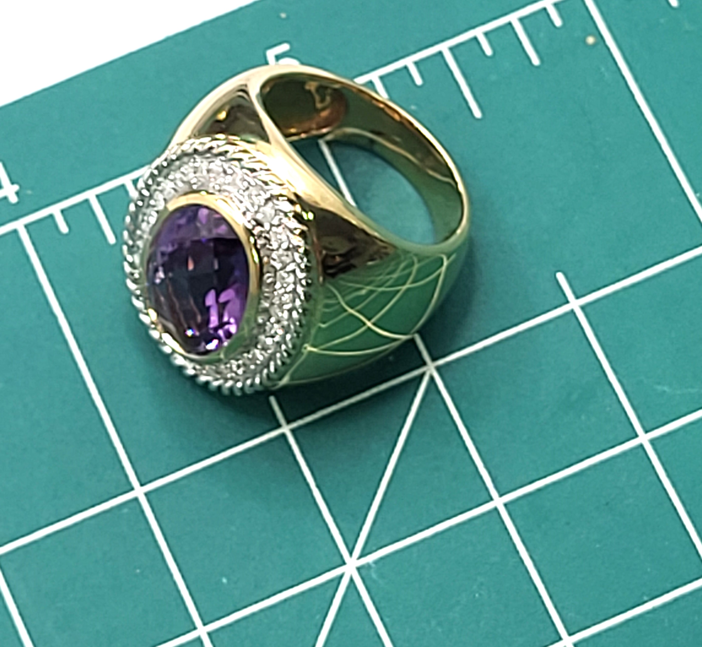 Bold 8 Carat Amethyst and Diamond Ring