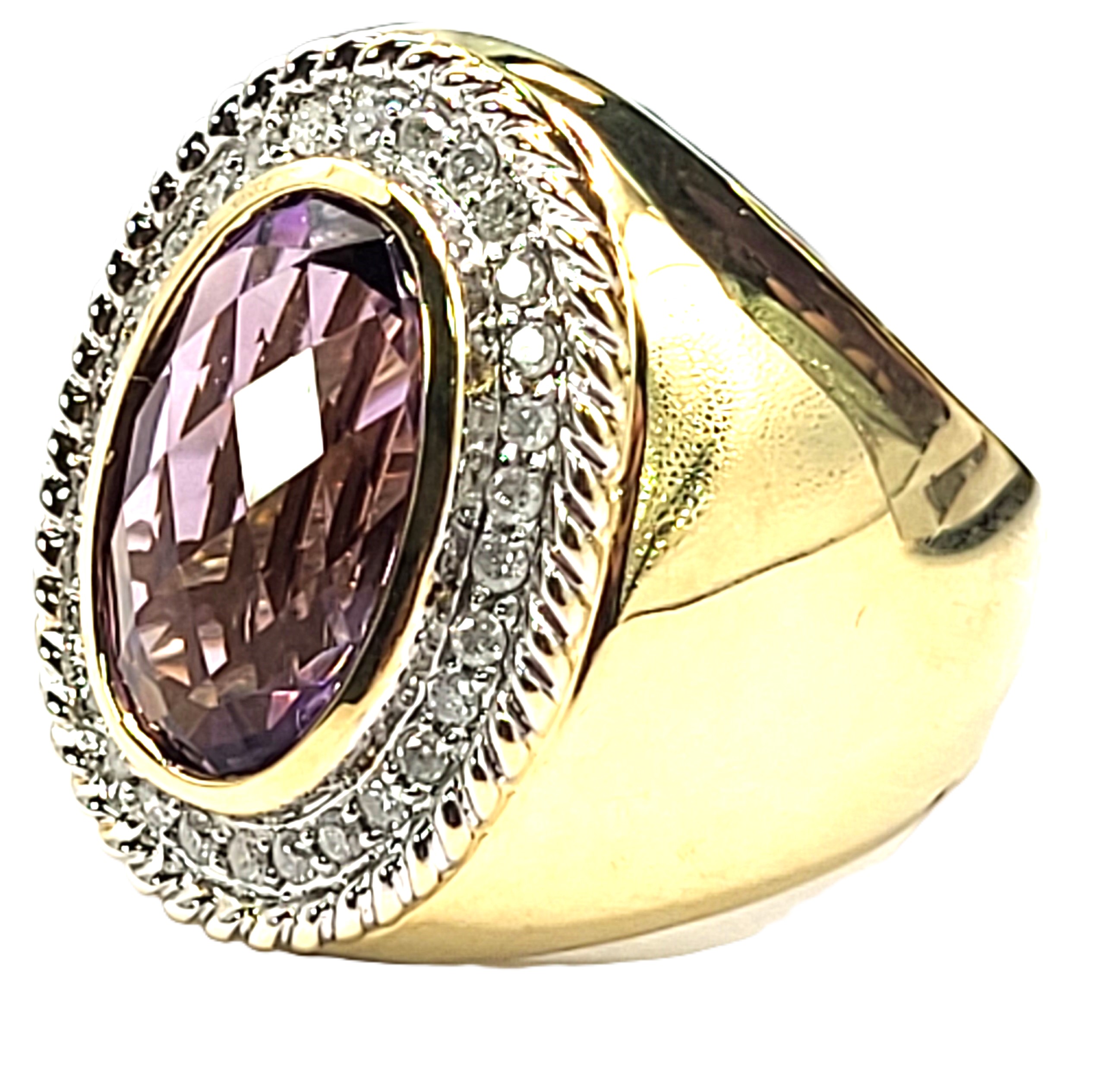 Bold 8 Carat Amethyst and Diamond Ring