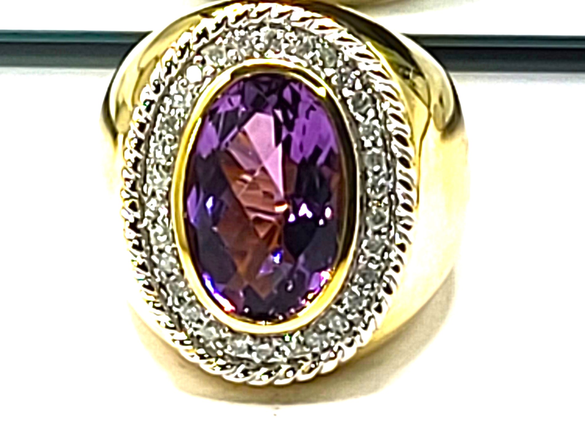 Bold 8 Carat Amethyst and Diamond Ring