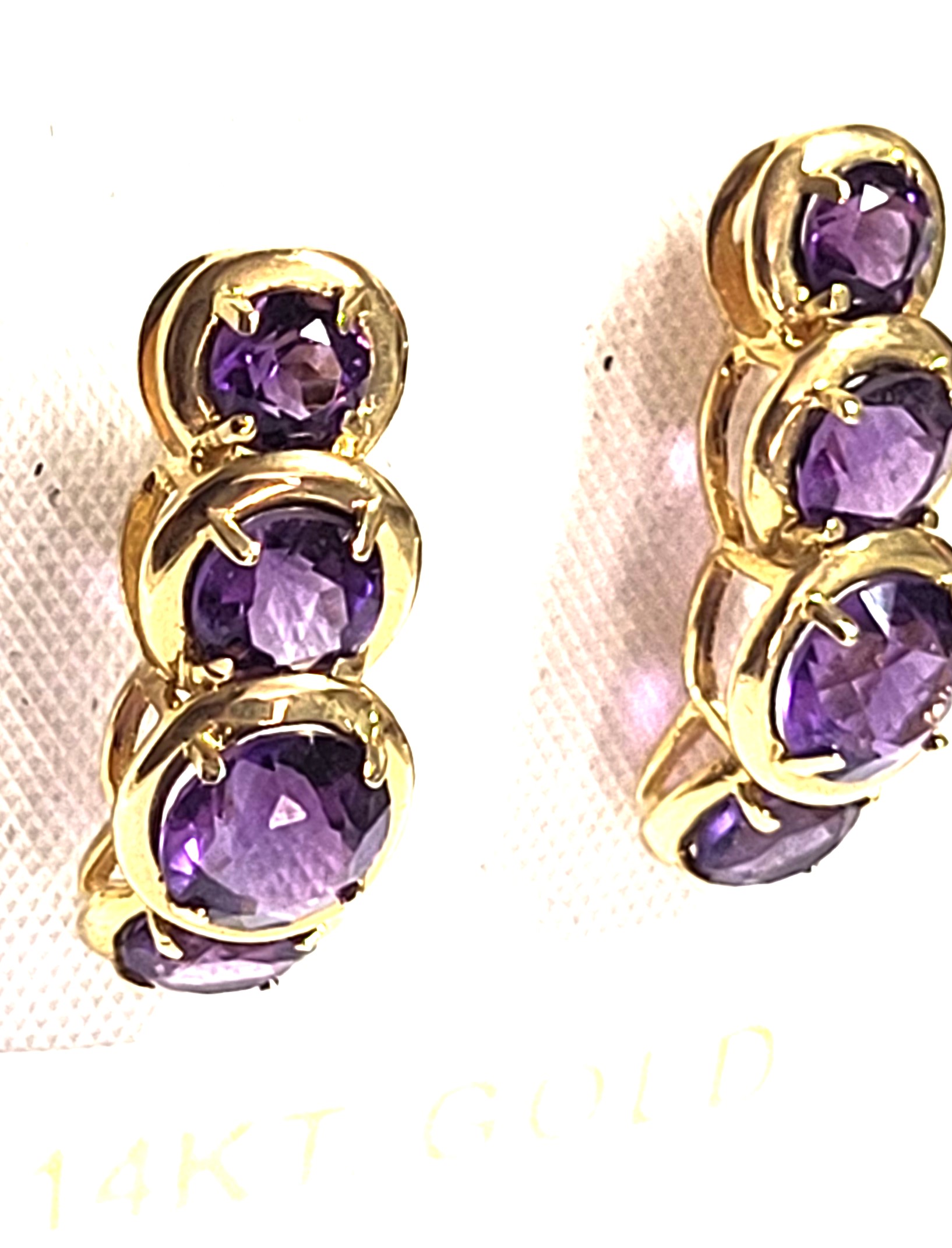 Graduating and Curved Genuine Amethyst Earrings