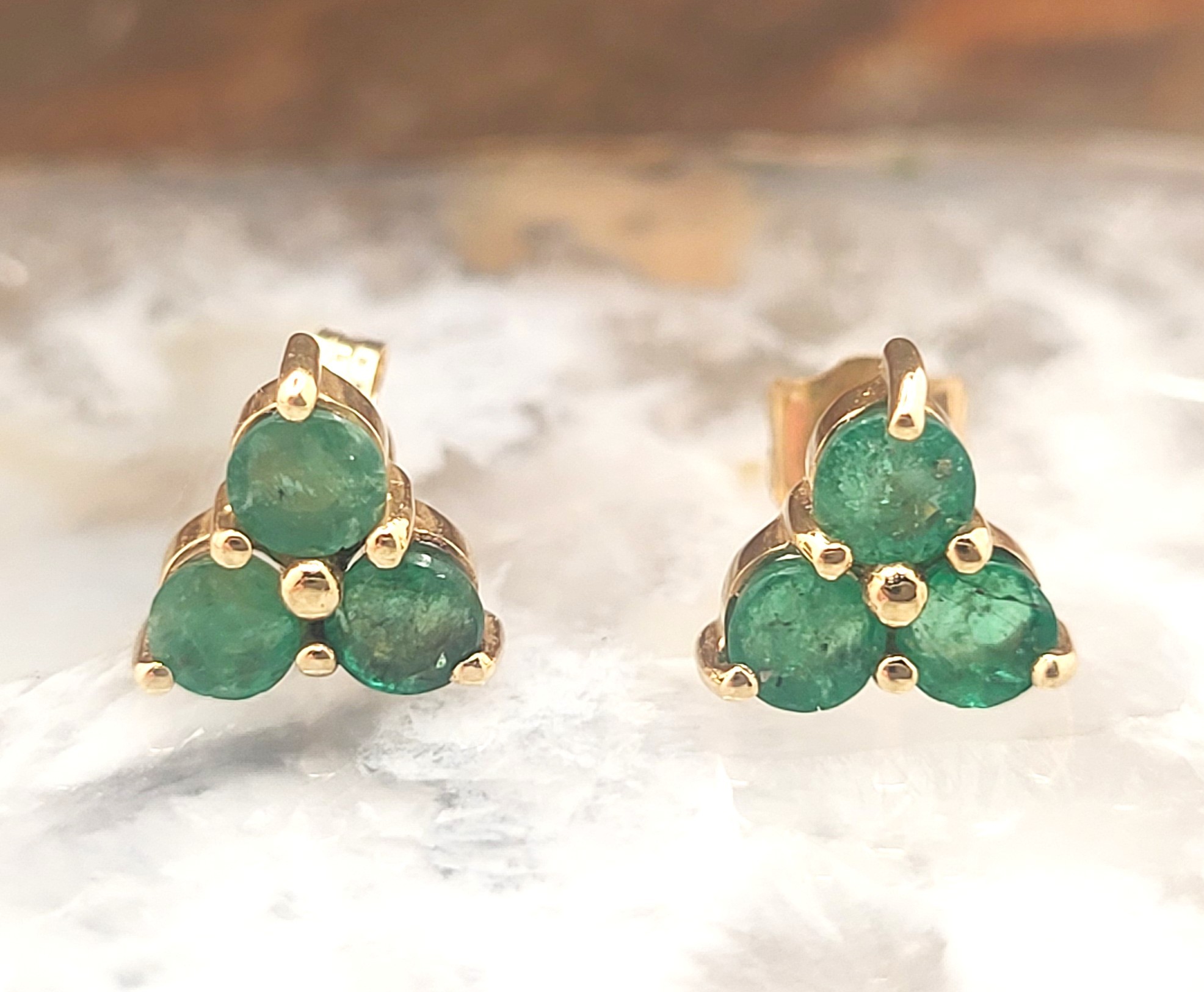 Emerald Trefoil Earrings by CID-Clyde Duneier 14K