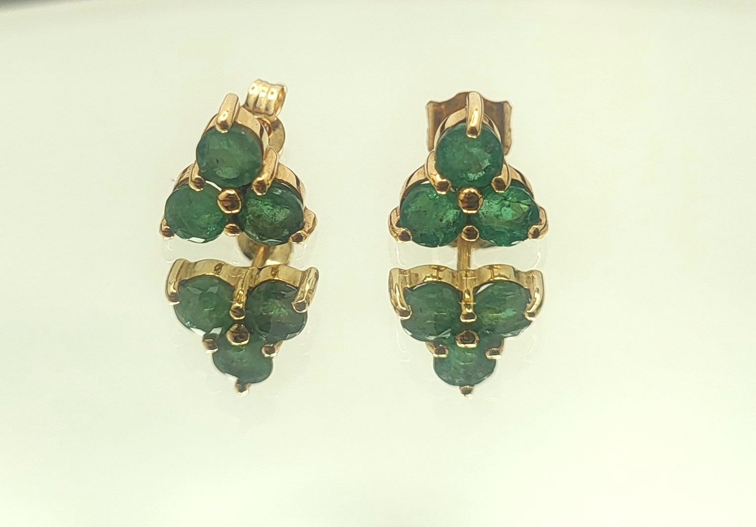 Emerald Trefoil Earrings by CID-Clyde Duneier 14K