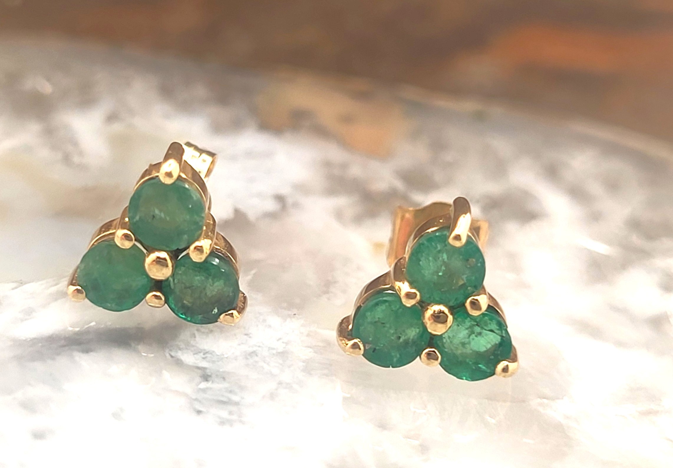 Emerald Trefoil Earrings by CID-Clyde Duneier 14K