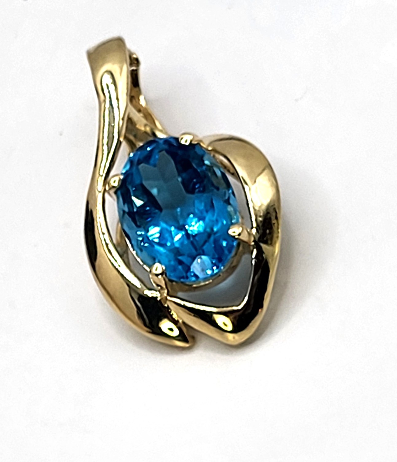 Large Swiss Blue Topaz Pendant/Enhancer Signed JH