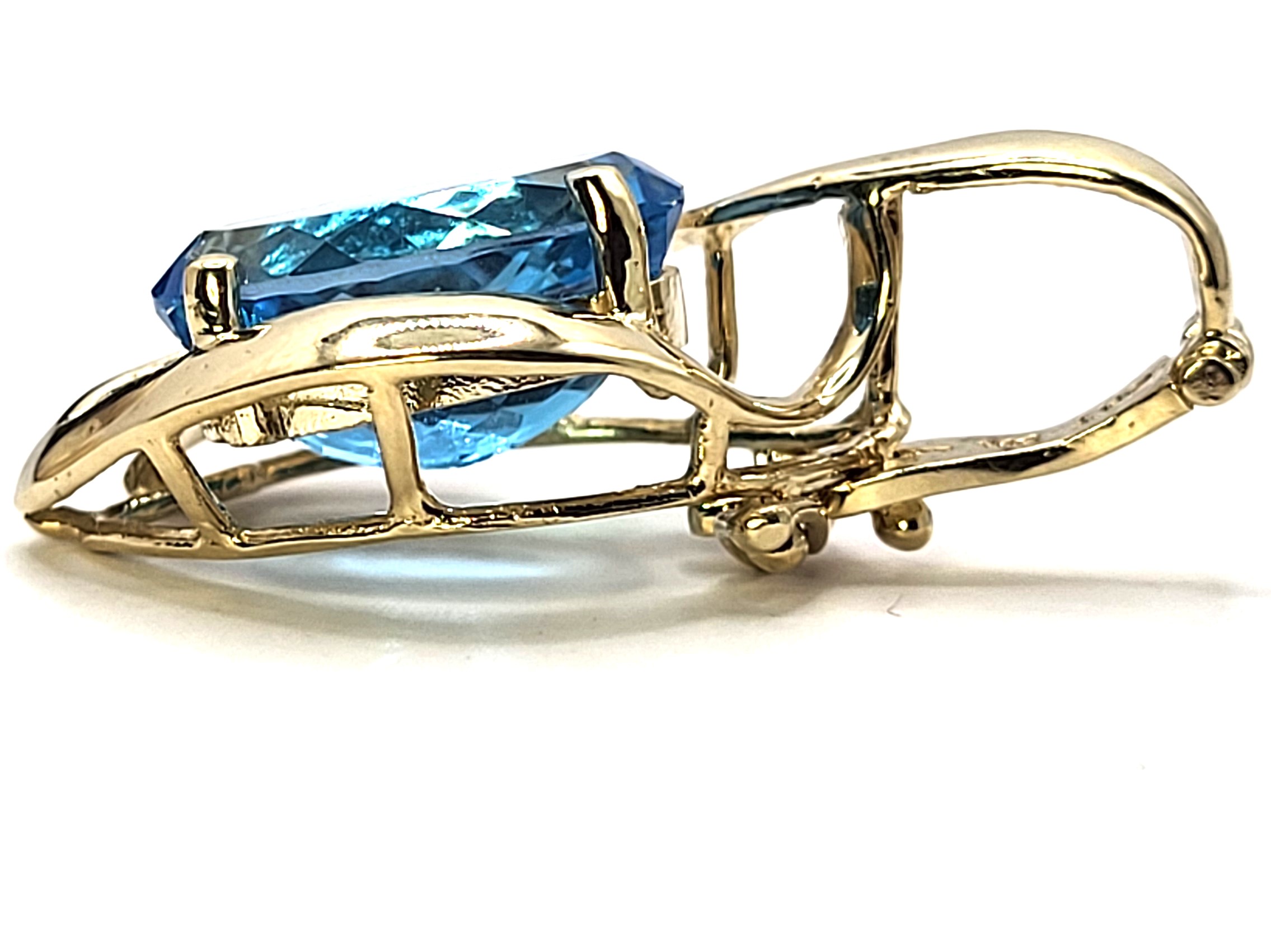 Large Swiss Blue Topaz Pendant/Enhancer Signed JH