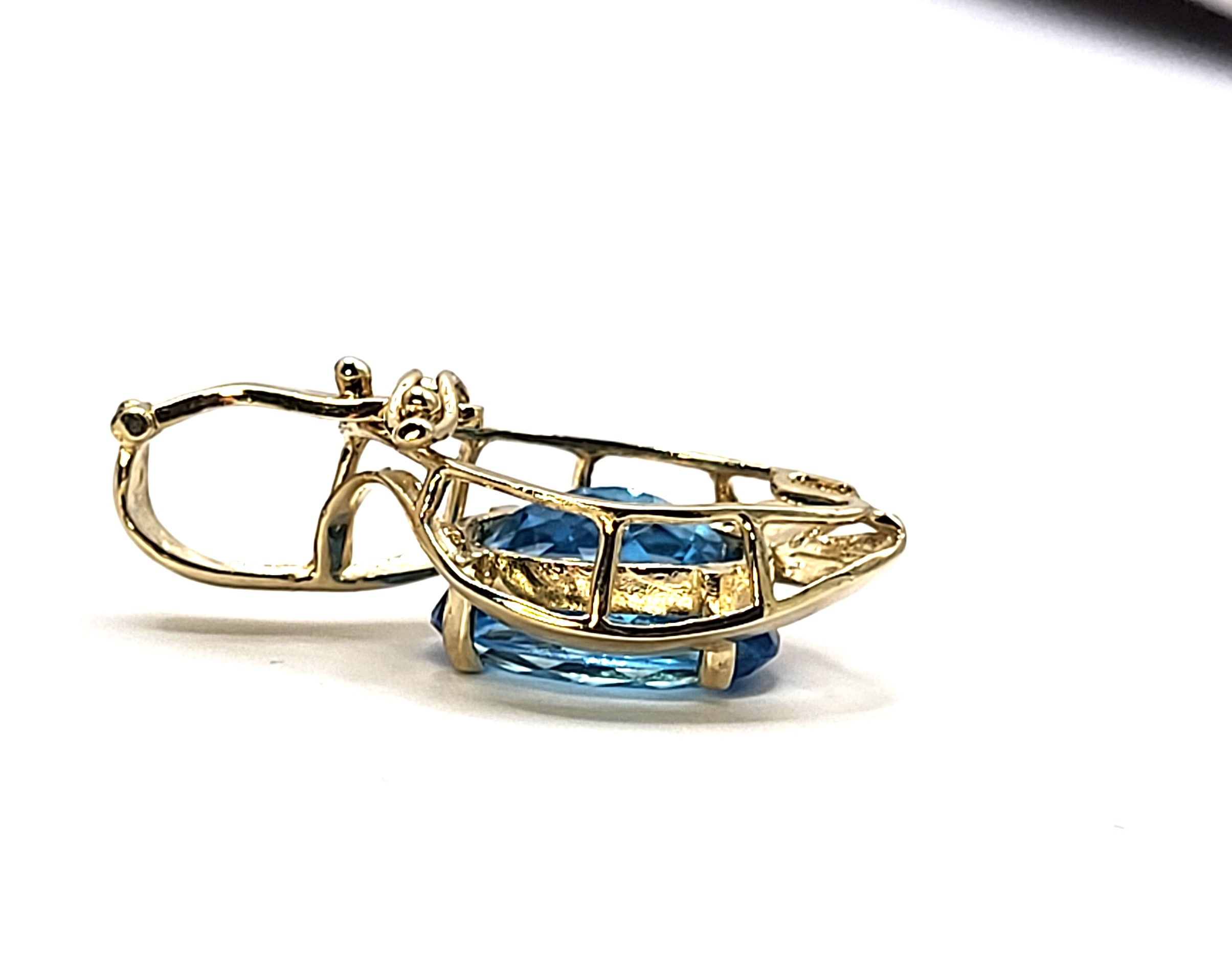 Large Swiss Blue Topaz Pendant/Enhancer Signed JH