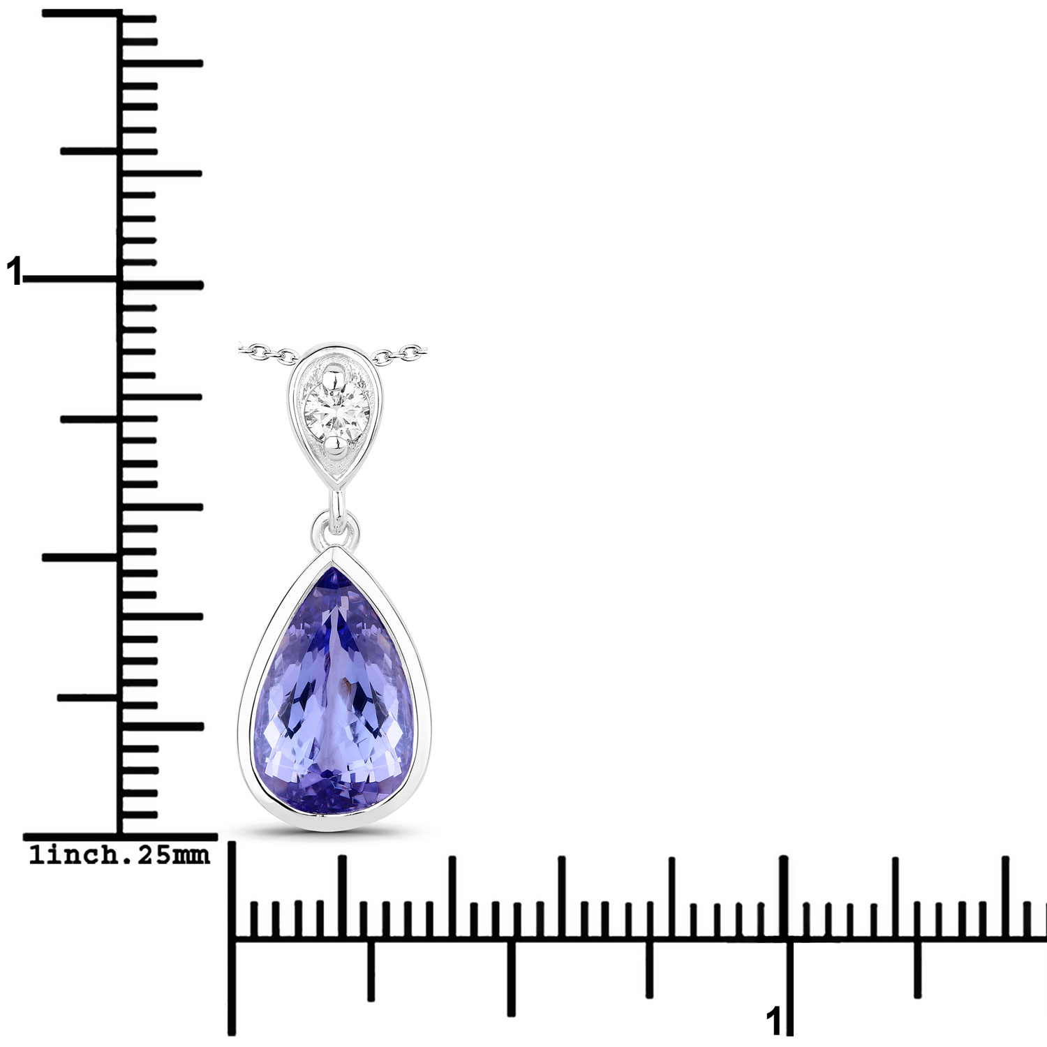 Genuine Tanzanite & Lab Diamond Teardrop Necklace