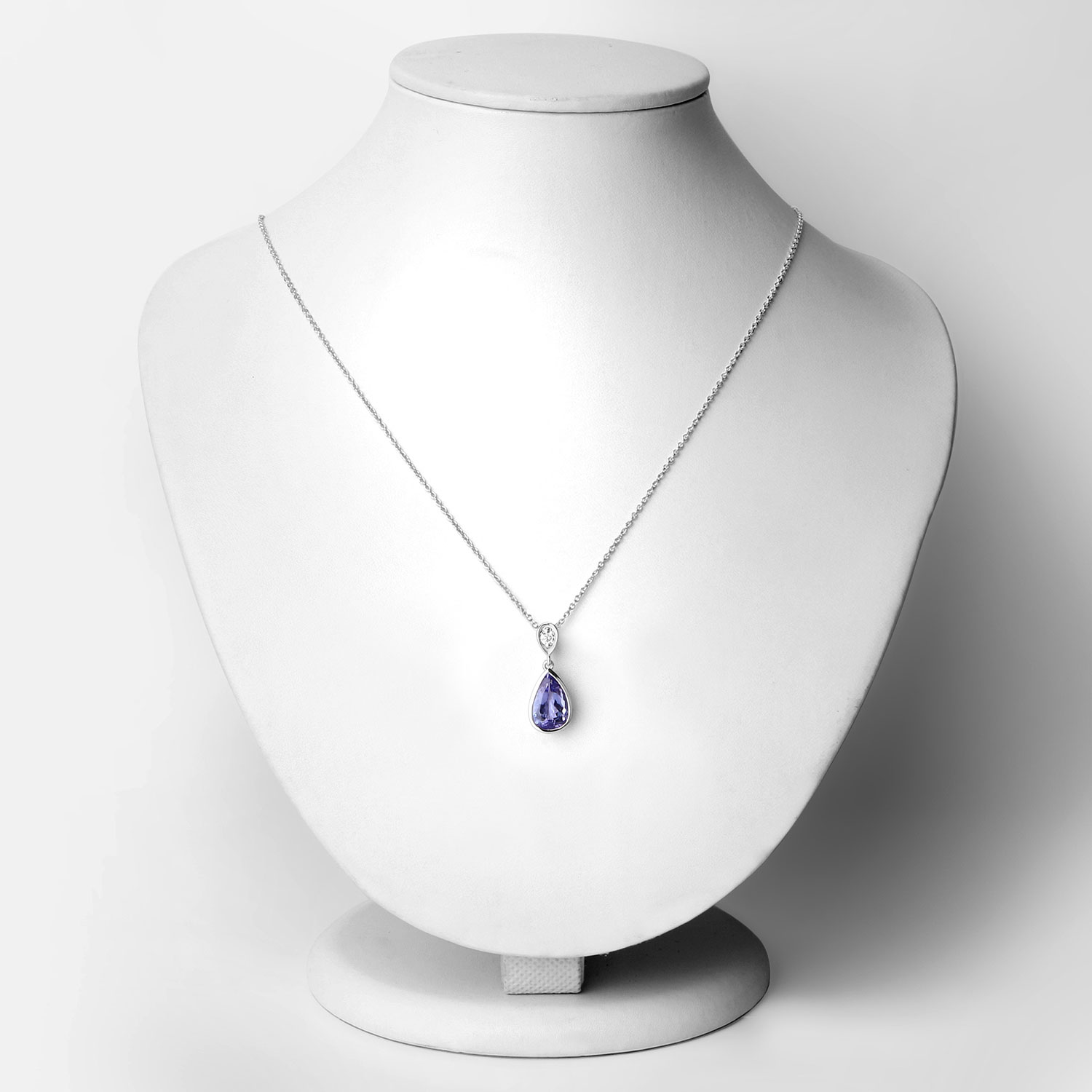 Genuine Tanzanite & Lab Diamond Teardrop Necklace