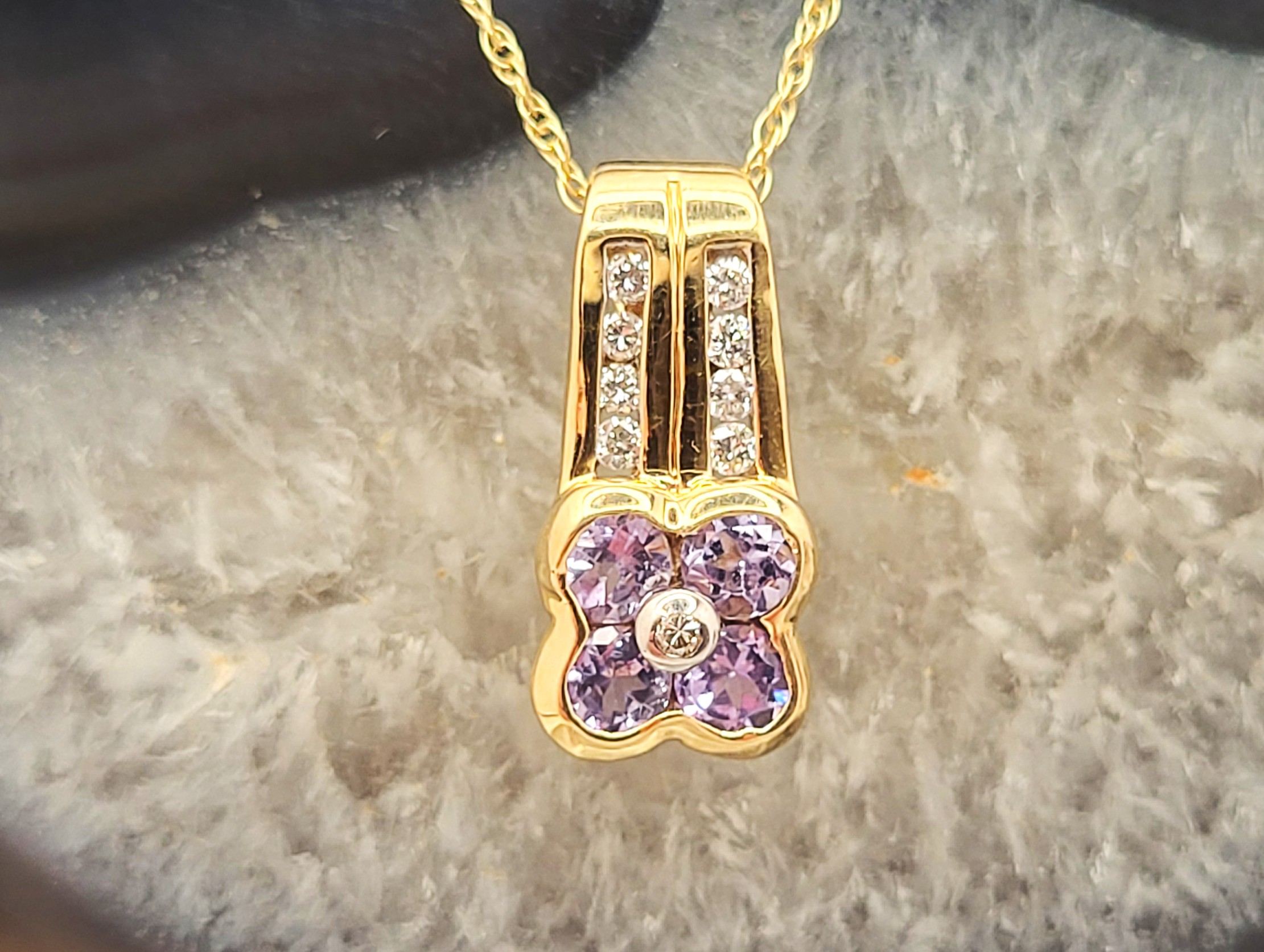 Genuine Tanzanite and Natural Diamond Slide Necklace