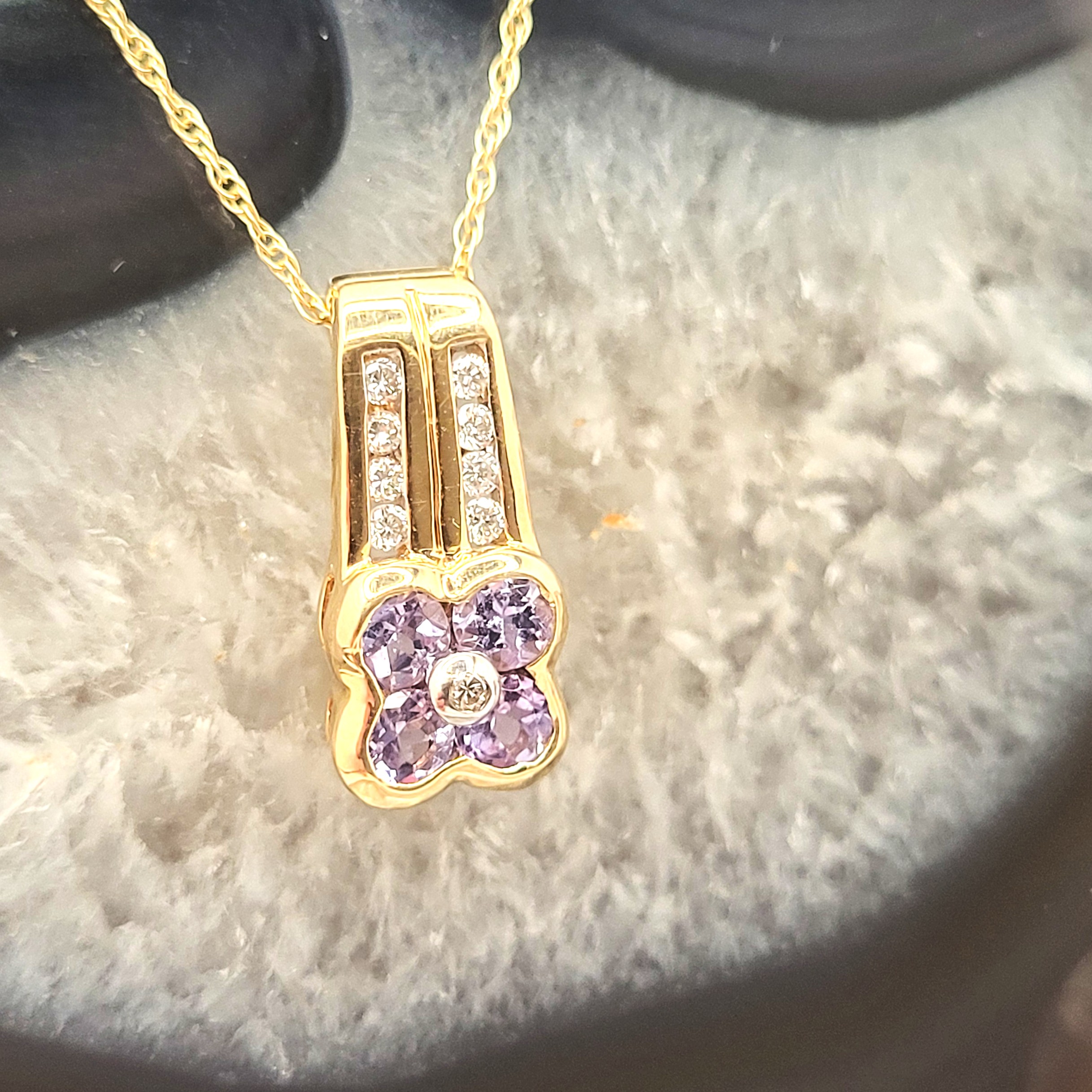 Genuine Tanzanite and Natural Diamond Slide Necklace