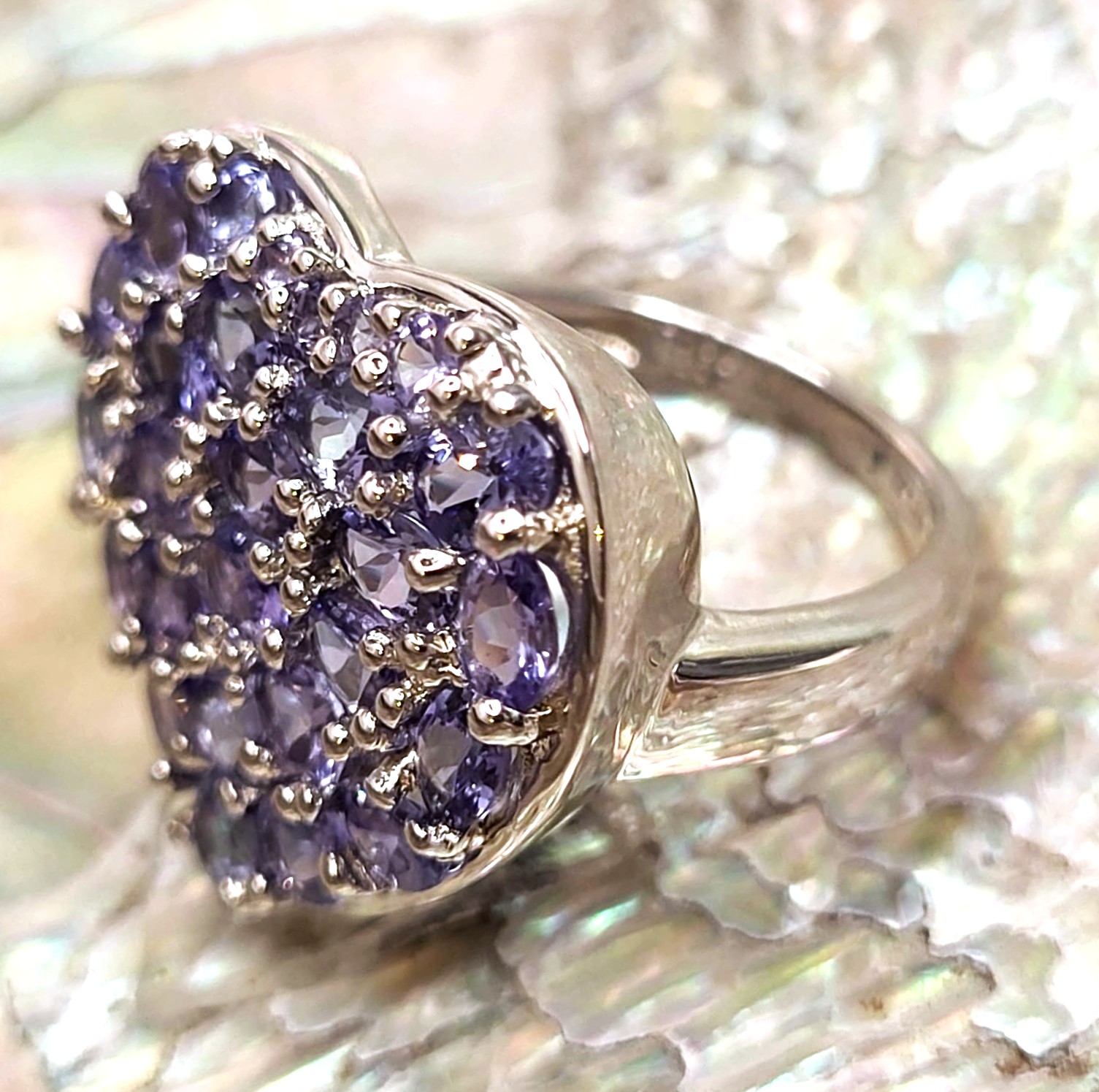 Mixed-Cut and Cool Tanzanite Big Heart Ring .925