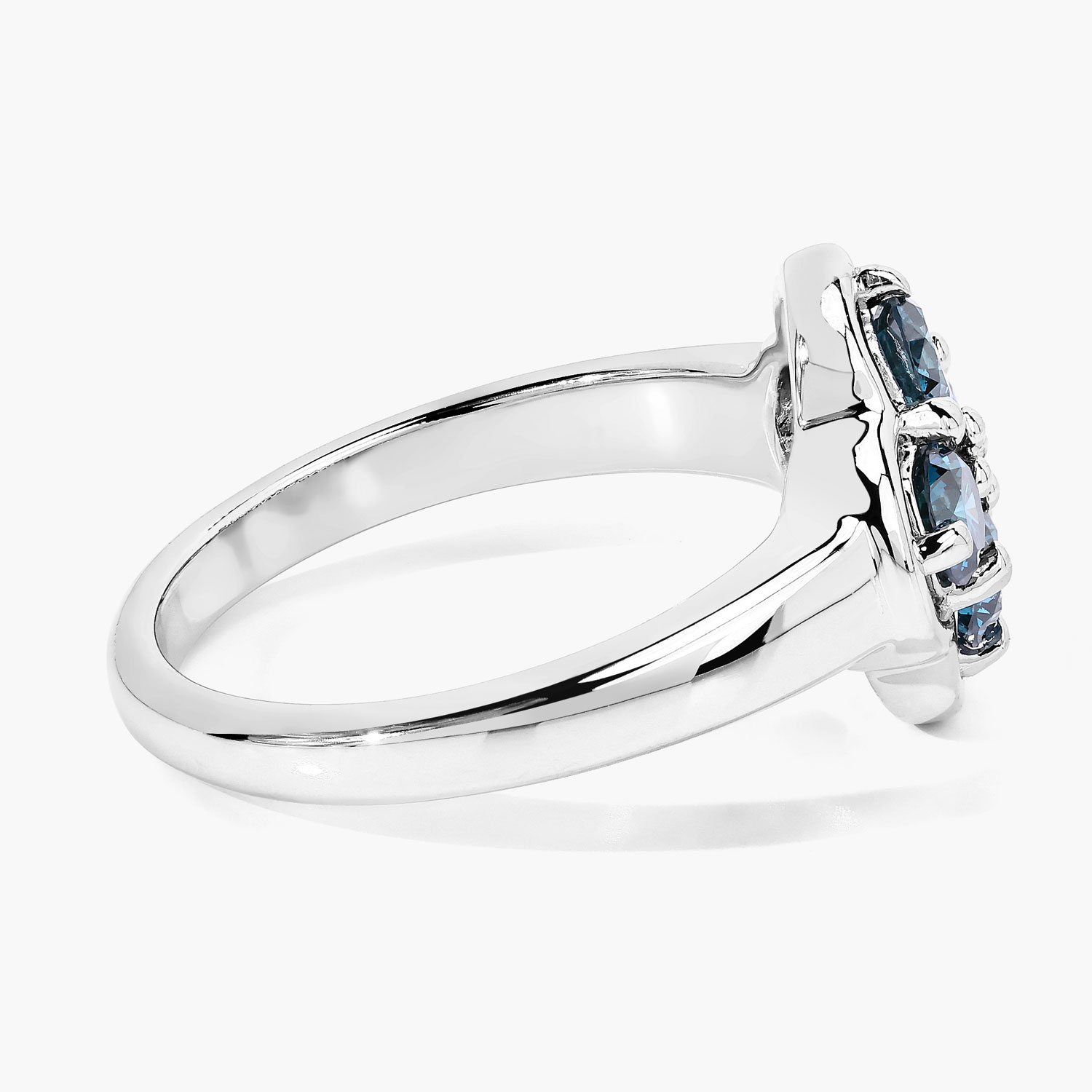 .76CTW Blue Diamond Quatrefoil - Flower Ring .925